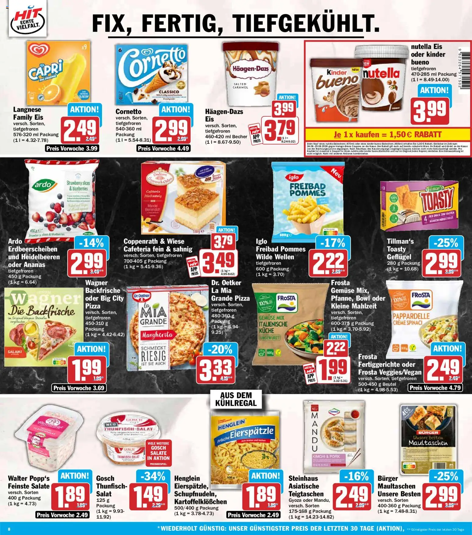 HIT Prospekt – gültig ab 24.08.2026 | Seite: 8 | Produkte: Langnese, Ananas, Creme, Frosta
