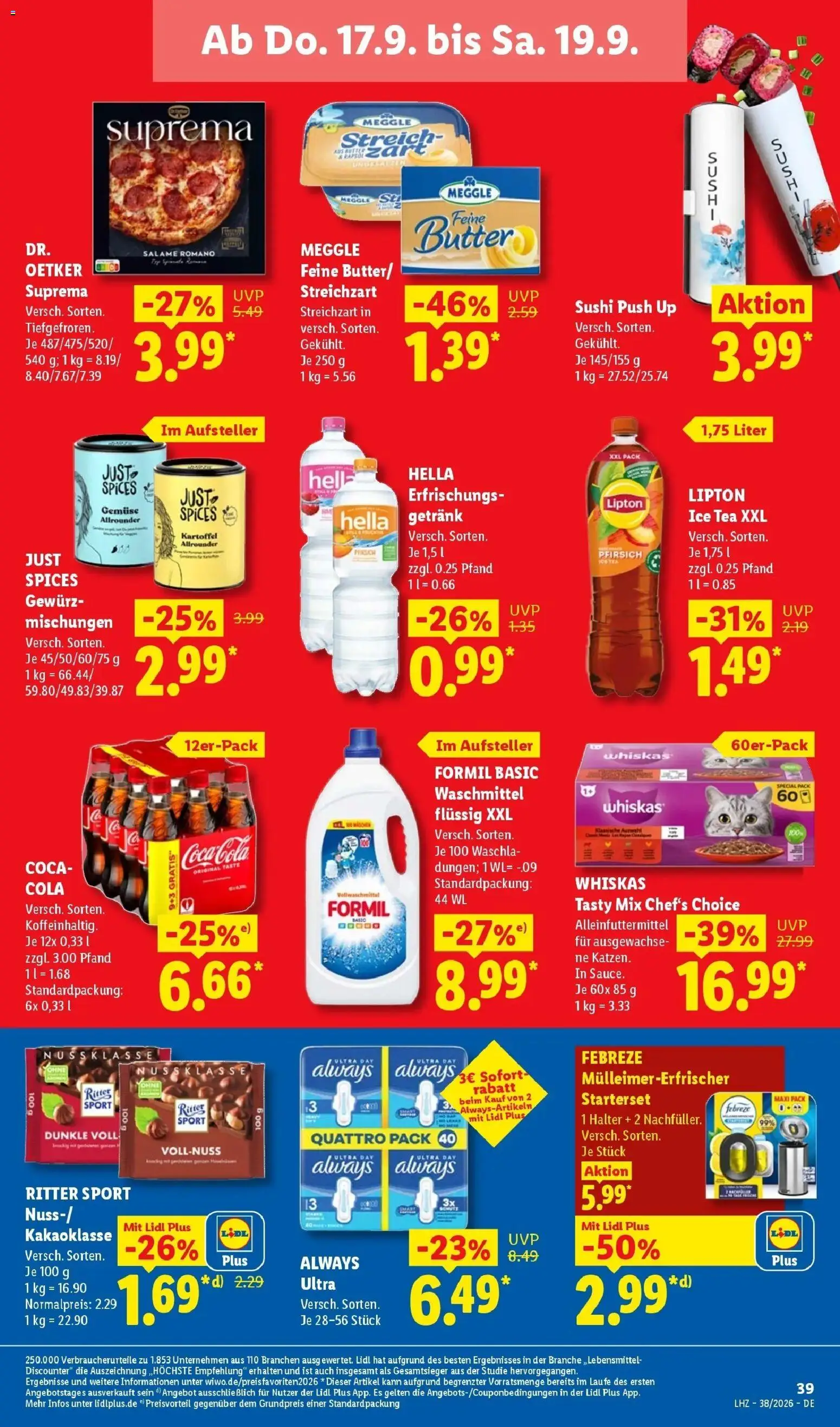 Lidl Prospekt Hagen (ab 14.09.2026) zum Blättern » Angebote | Seite: 69 | Produkte: Ritter sport, Waschmittel, Hella, Whiskas