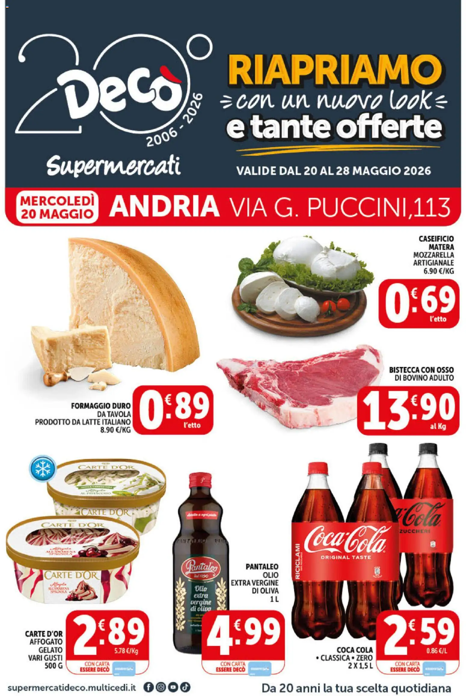Volantino Decò del 20.05.2026 | Pagina: 1 | Prodotti: Bovino, Gelato, Mozzarella, Latte