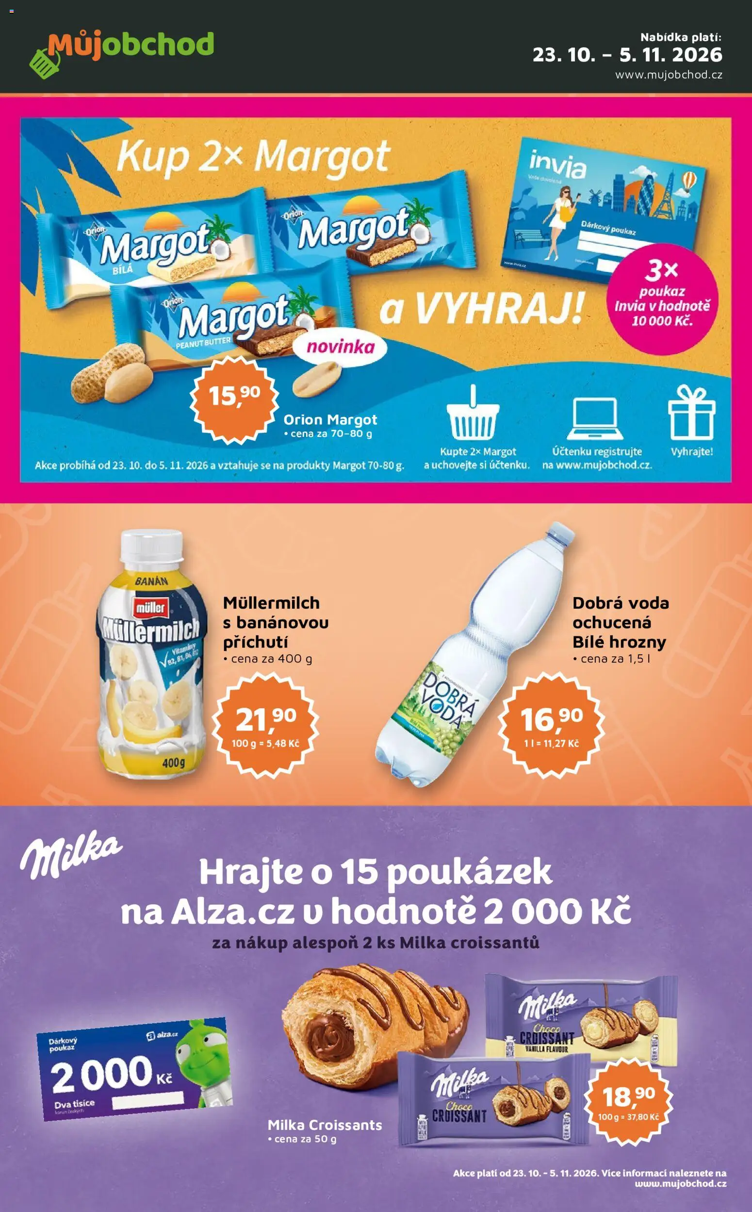 Můj obchod leták od 23.10.2026 | Strana: 1 | Produkty: Dobrá voda, Voda, Croissant, Hrozny