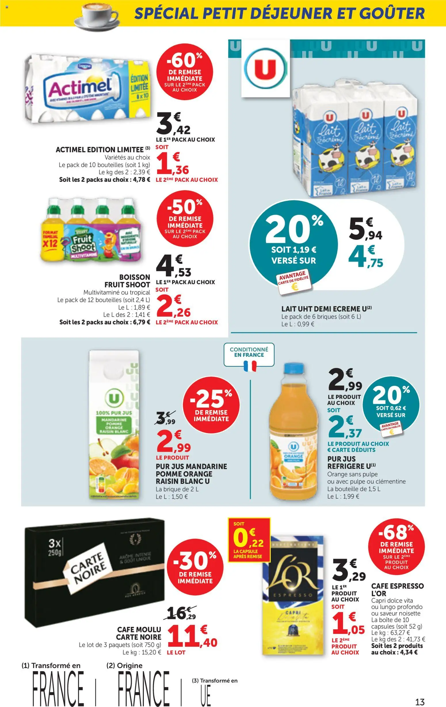 {H1} | Page: 13 | Produits: Orange, Actimel, Brique, Lait