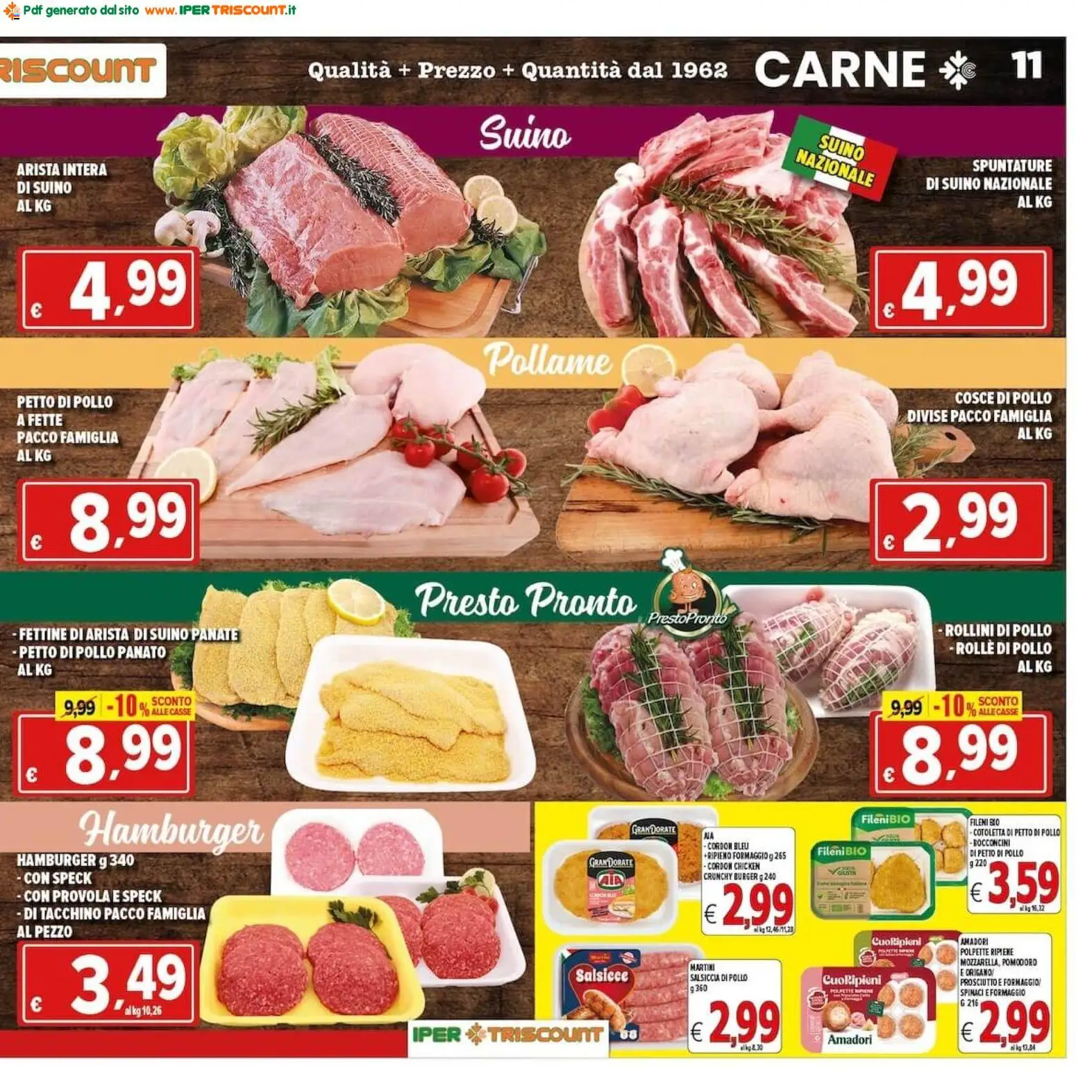 Volantino Ipertriscount del 02/10/2026 | Pagina: 11 | Prodotti: Tacchino, Martini, Hamburger, Polpette
