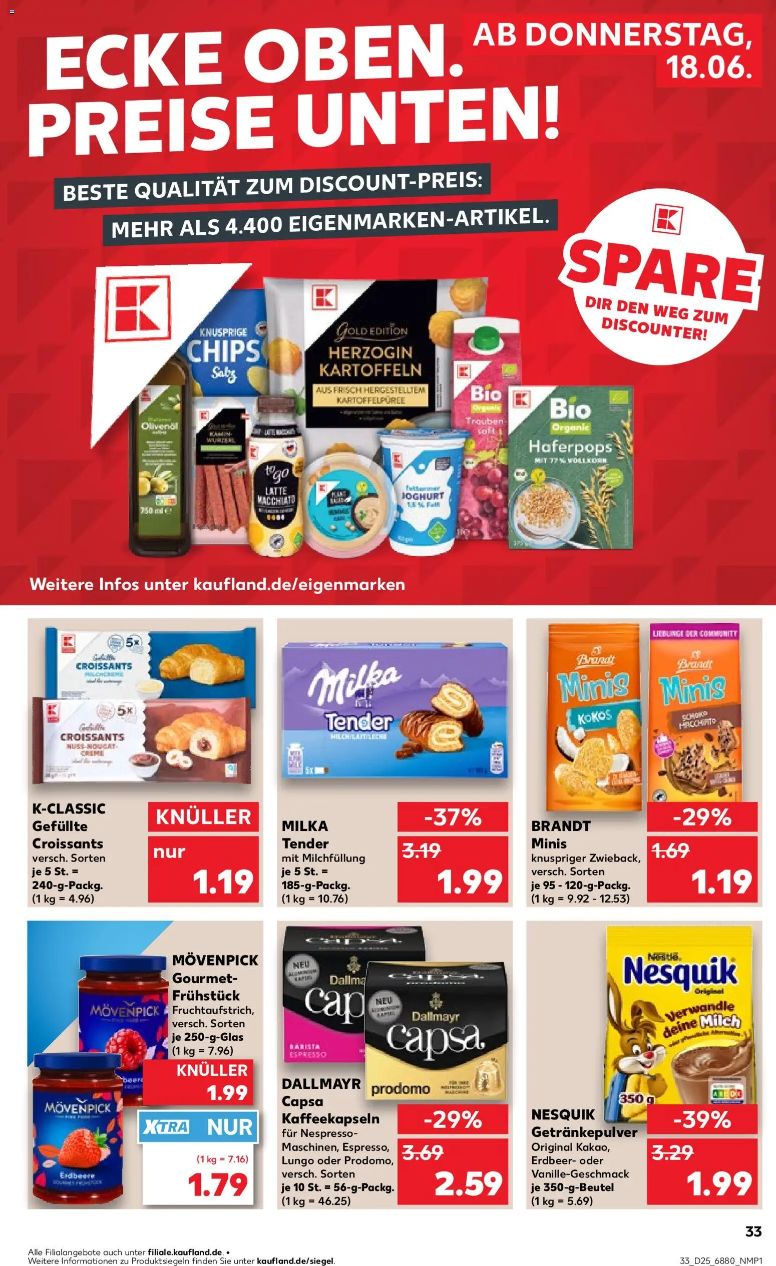 Kaufland Německo leták - Völklingen od 18.06.2026 | Strana: 33 | Produkty: Gourmet, Nesquik, Nespresso, Kokos
