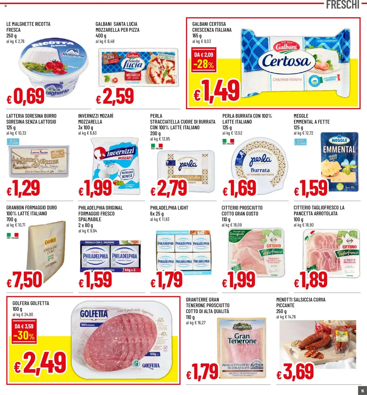 Volantino Famila del 29/10/2026 | Pagina: 14 | Prodotti: Pizza, Mozzarella, Prosciutto, Crescenza