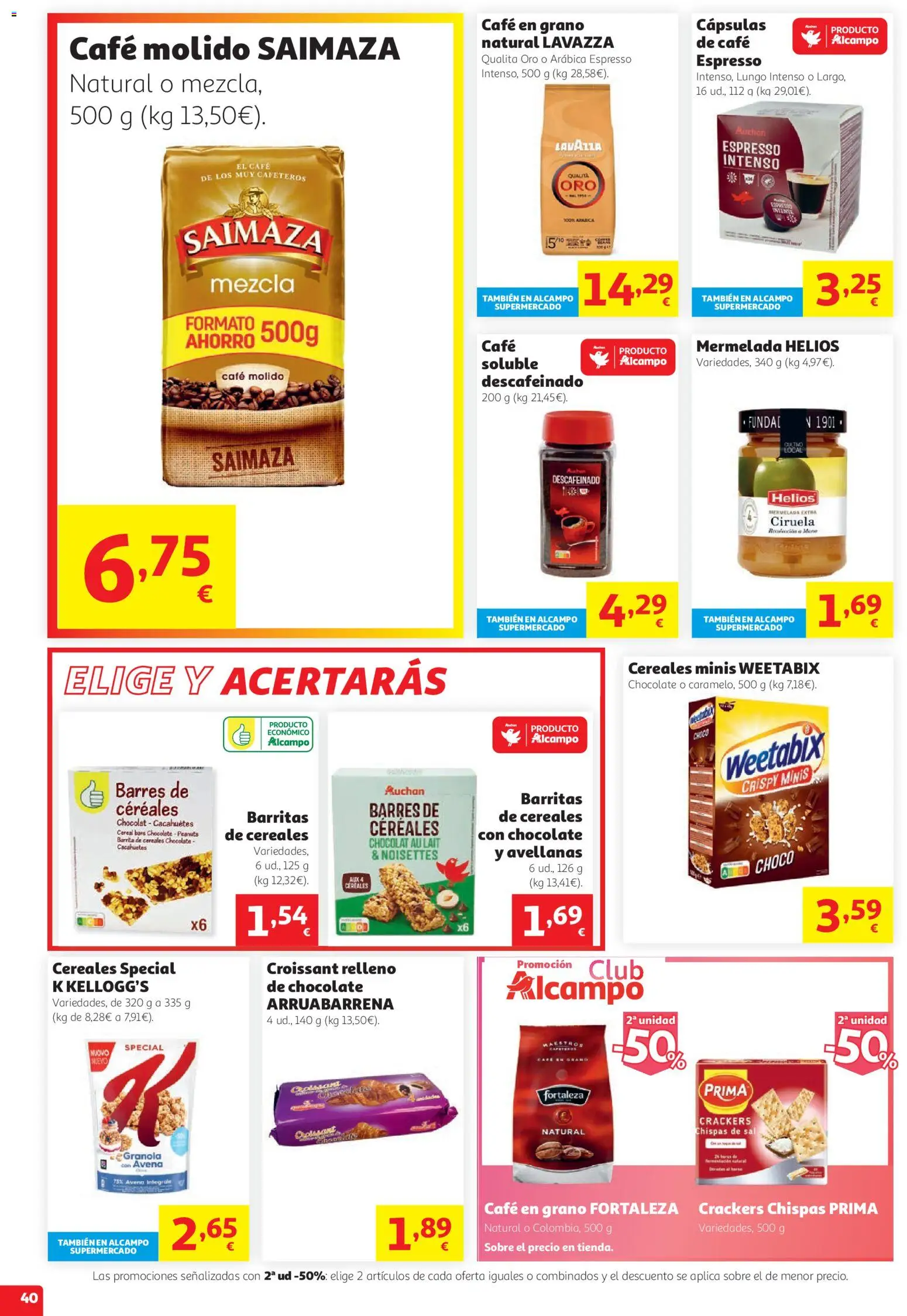 Alcampo - HG Unico │ válido desde el 13/08/2026 | Página: 40 | Productos: Λουκανικοπιτάκια, Café, Chocolate, Funda