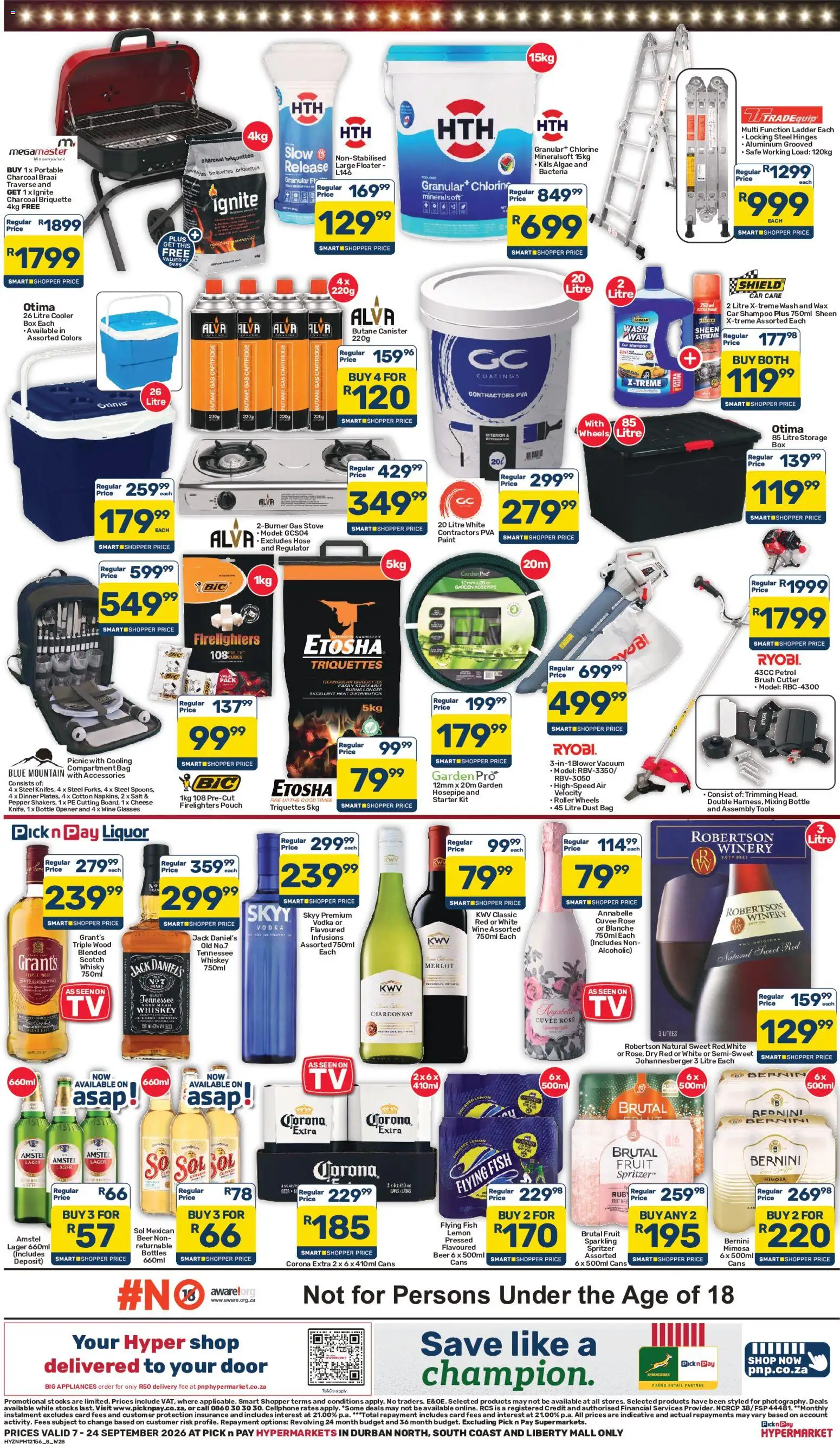 New Pick n Pay catalogue – valid from 07/09/2026 | Page: 8 | Products: Cheese, Gas stove, Shampoo, Whiskey