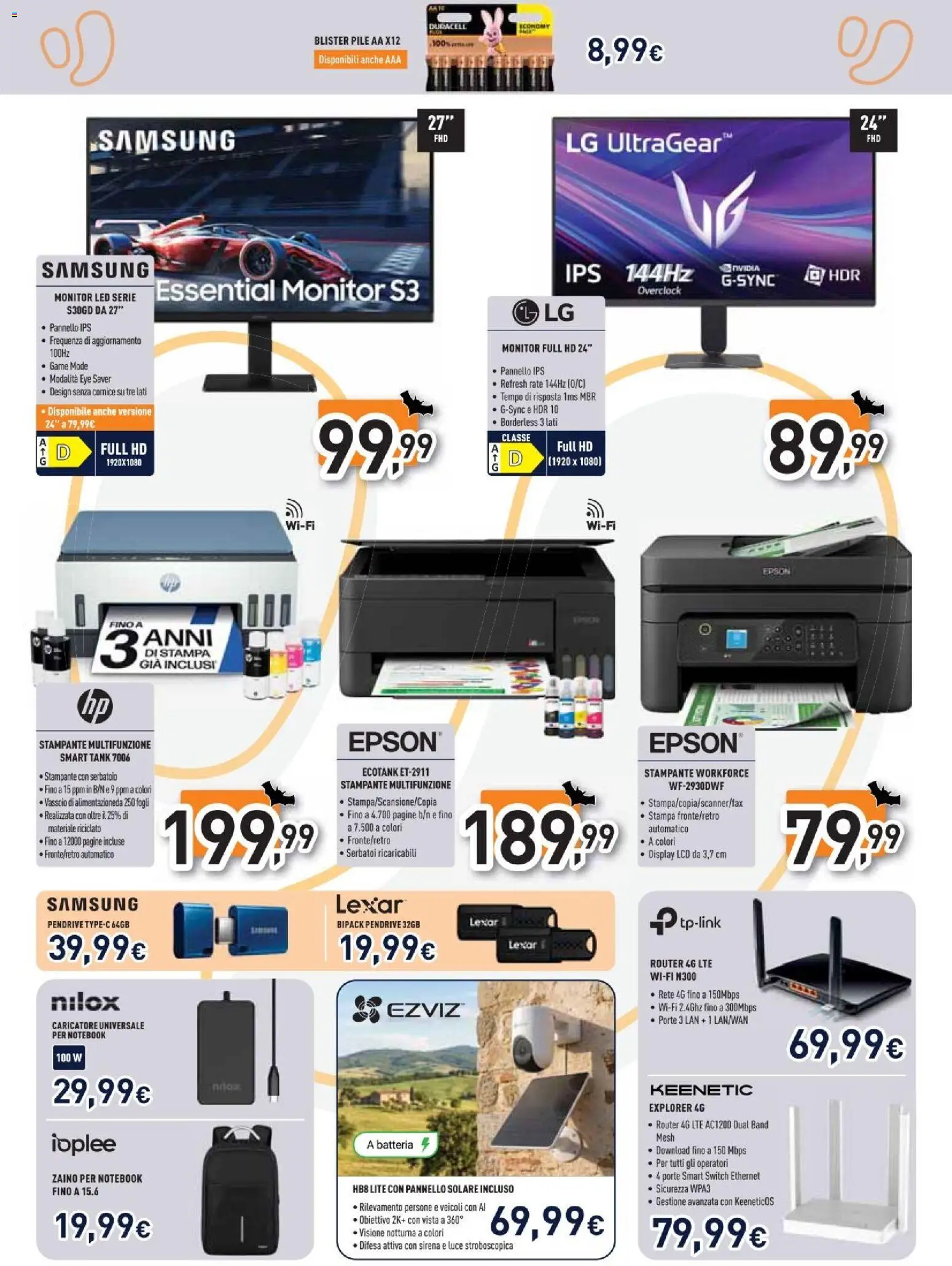Volantino Unieuro del 30/10/2026 | Pagina: 18 | Prodotti: Pile, Monitor, Zaino, Stampa
