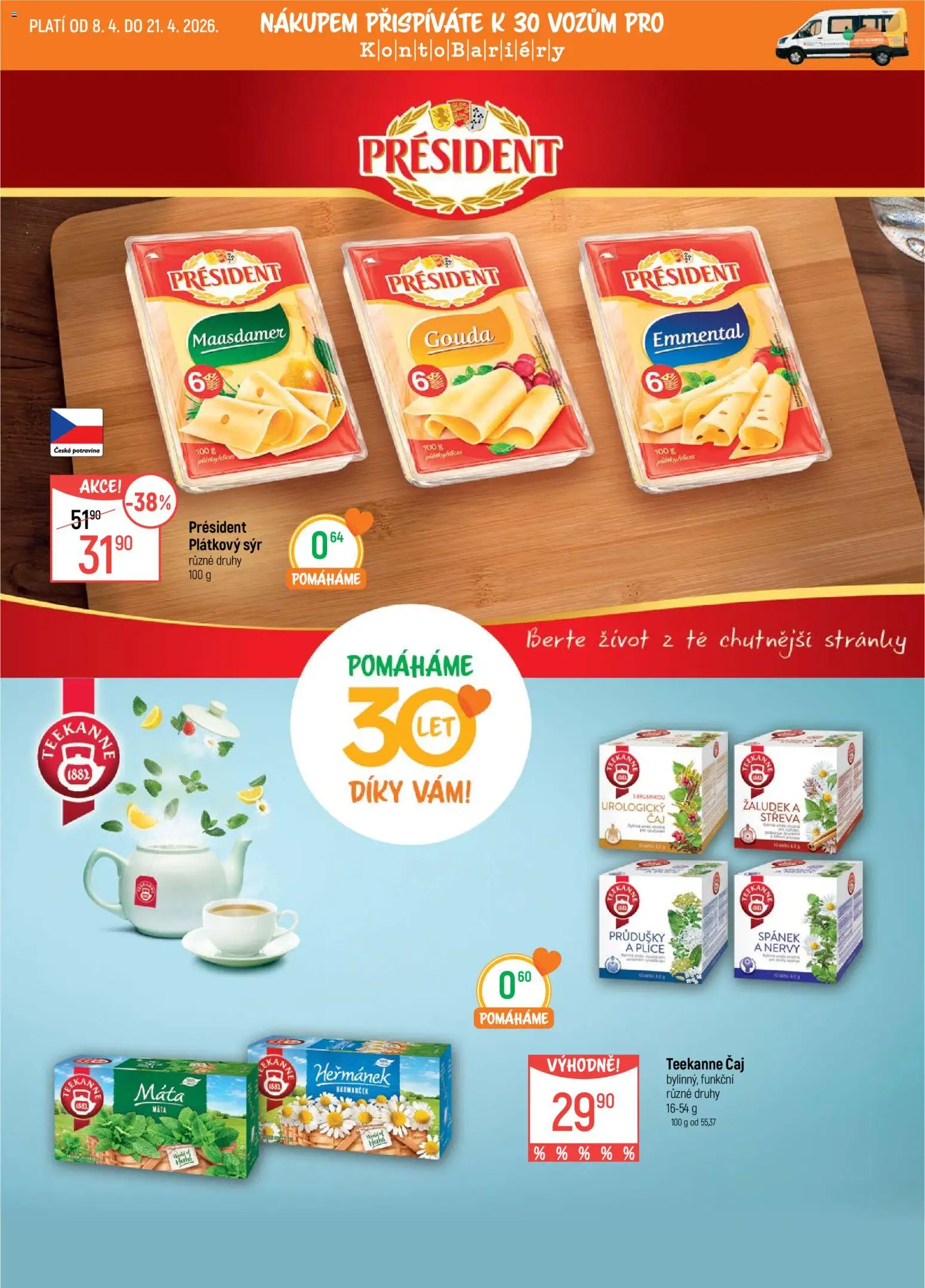 Globus leták - České Budějovice od 08.04.2026 | Strana: 2 | Produkty: Gouda, Maasdamer, Plátkový sýr, Teekanne