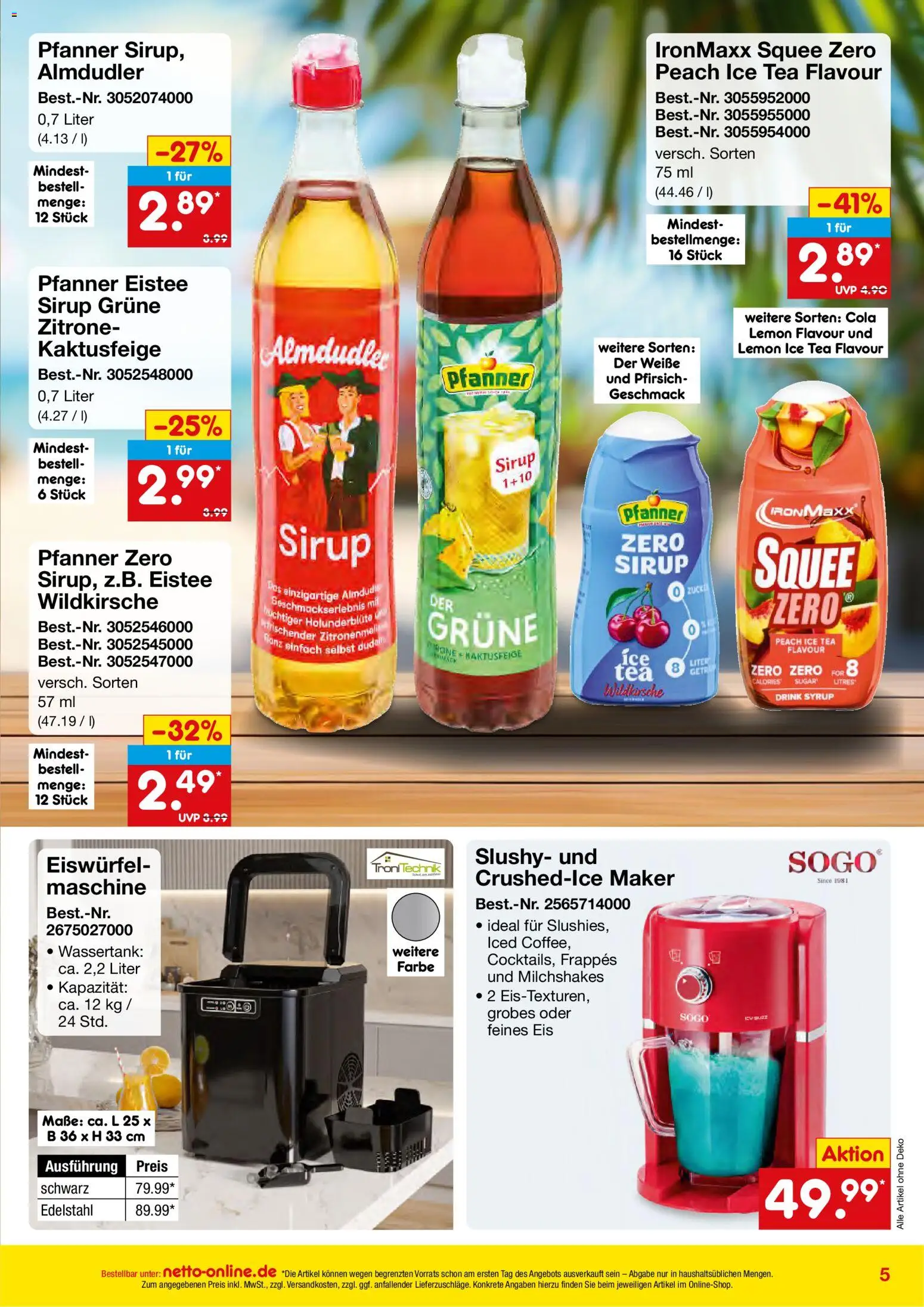 Netto Marken-Discount Online-Angebote August – gültig ab 01.08.2026 | Seite: 5 | Produkte: Cola, Zitrone, Pfirsich, Eis