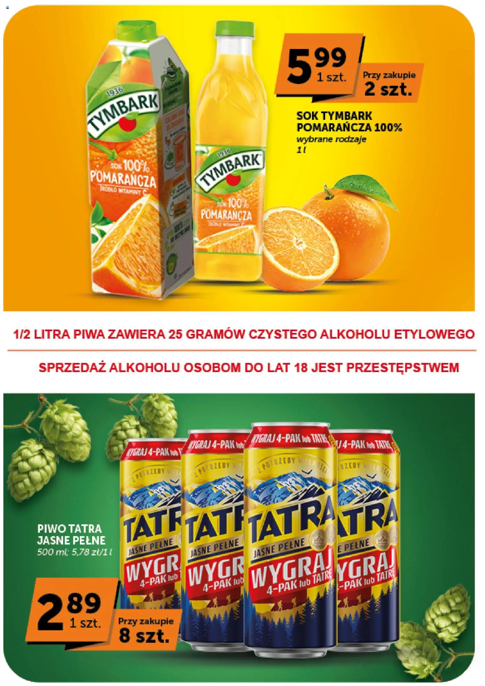 Groszek gazetka - Minimarket od 03.09.2026 | Strona: 2 | Produkty: Tymbark, Sok, Piwo