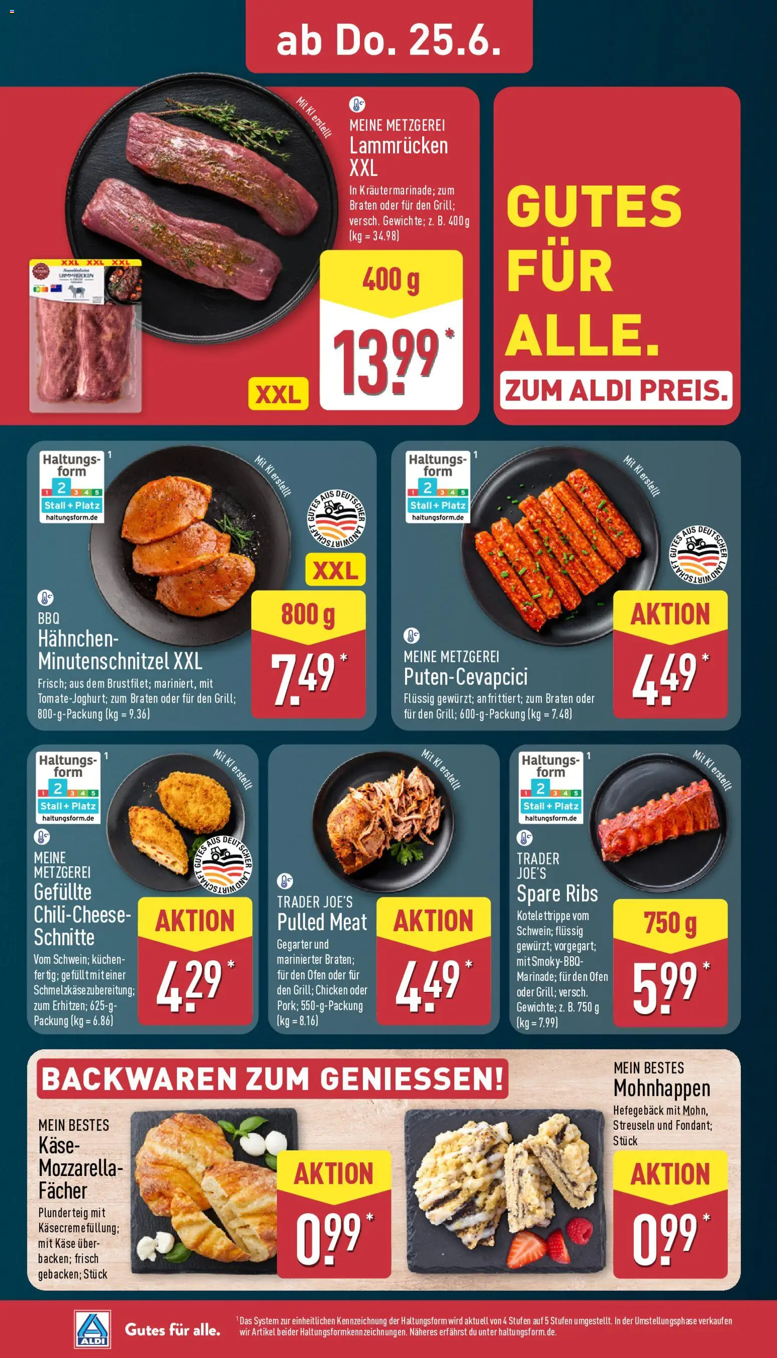 Aldi Prospekt – gültig ab 22.06.2026 | Seite: 30 | Produkte: Hahnchen, Mozzarella, Spare ribs, Kuchen