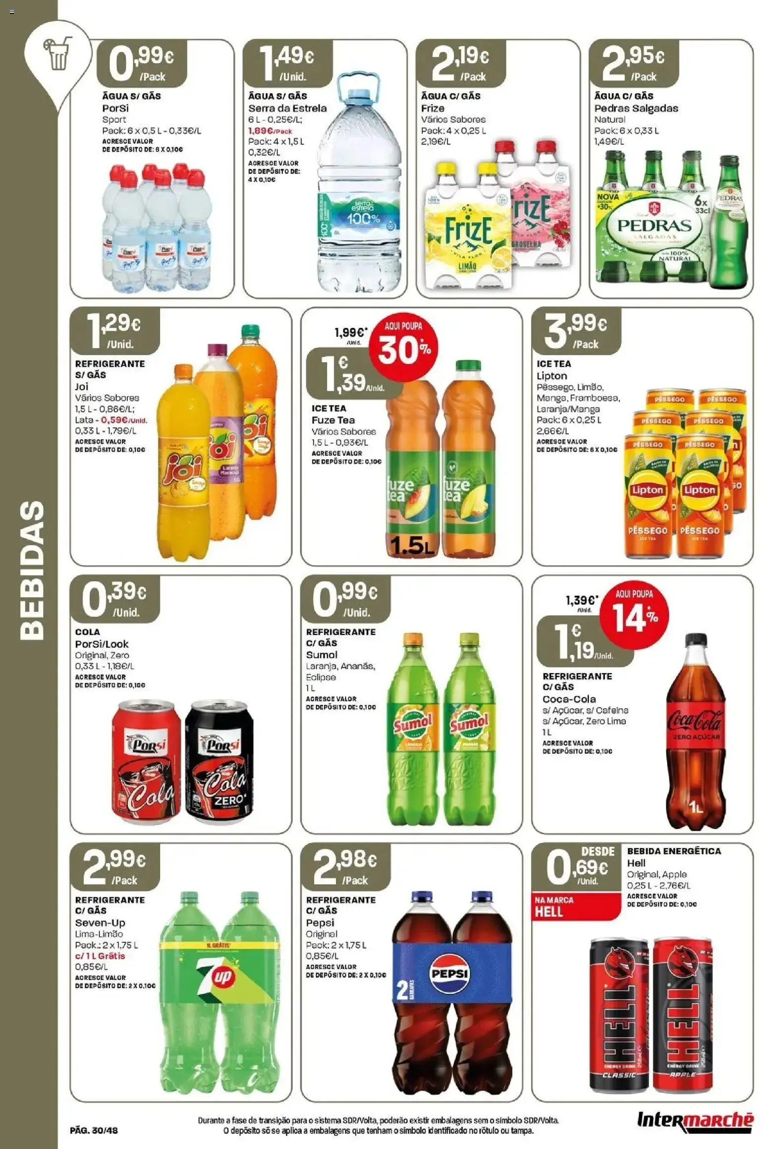 Intermarché - Isto é que são preços BAIXOS! │ válido de 28.05.2026 | Página: 30 | Produtos: Agua, Refrigerante, Açúcar, Bebida