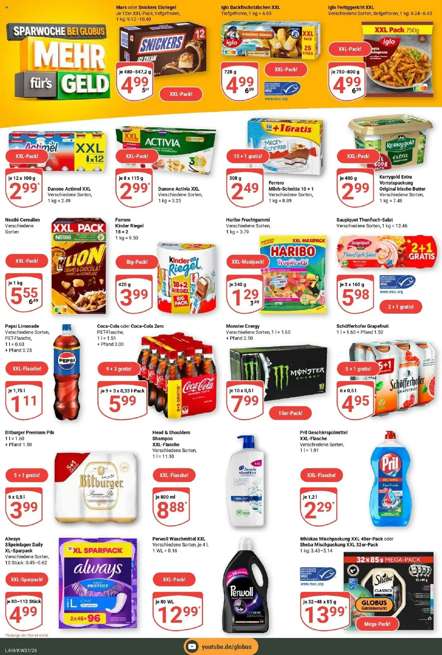 Globus Prospekt Lahnstein – gültig ab 27.07.2026 | Seite: 19 | Produkte: Limonade, Shampoo, Snickers, Monster
