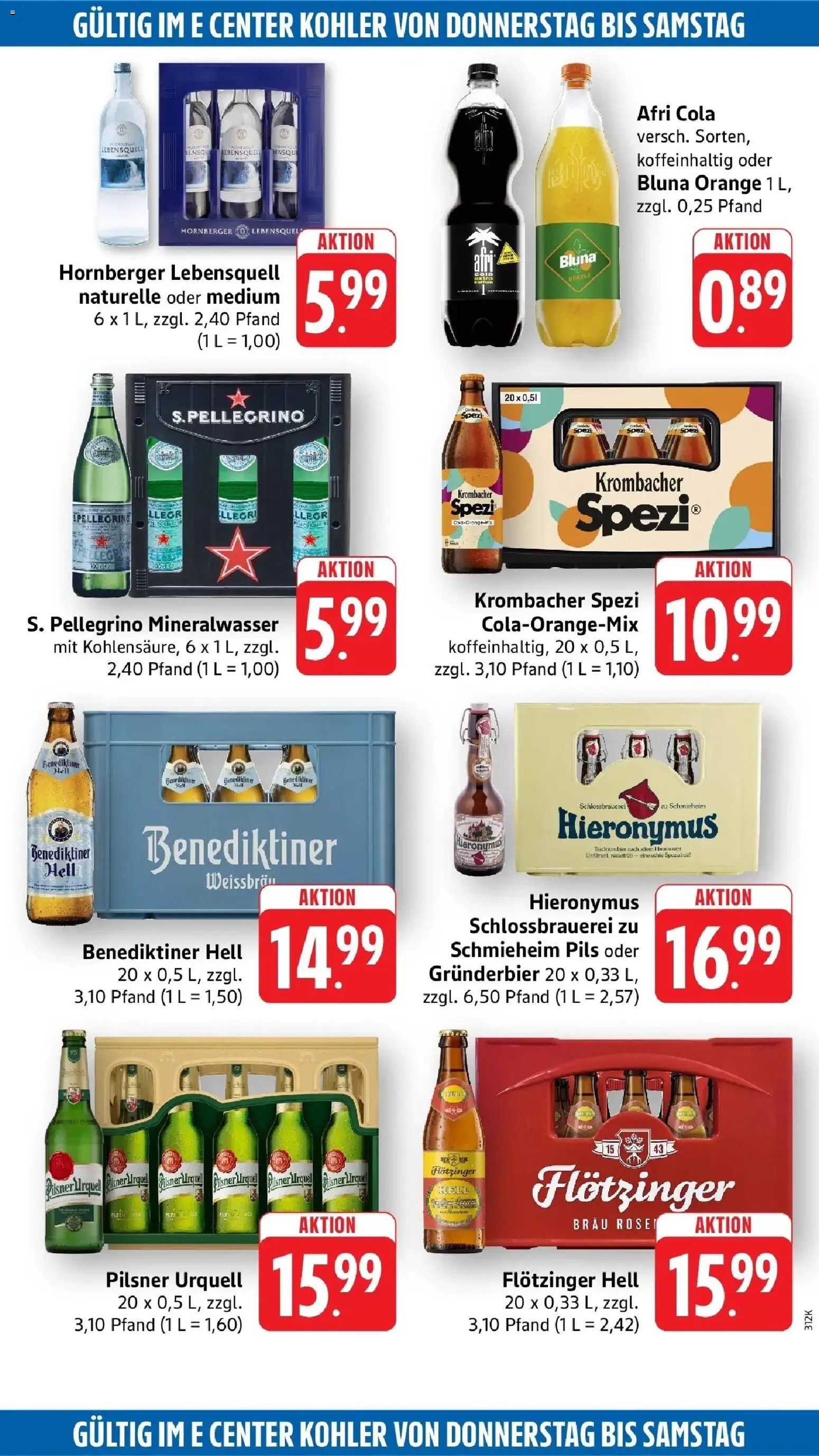 Edeka Prospekt Kehl (ab 31.08.2026) » Angebote Online | Seite: 56 | Produkte: Pils, Mineralwasser, Benediktiner hell, Pilsner urquell