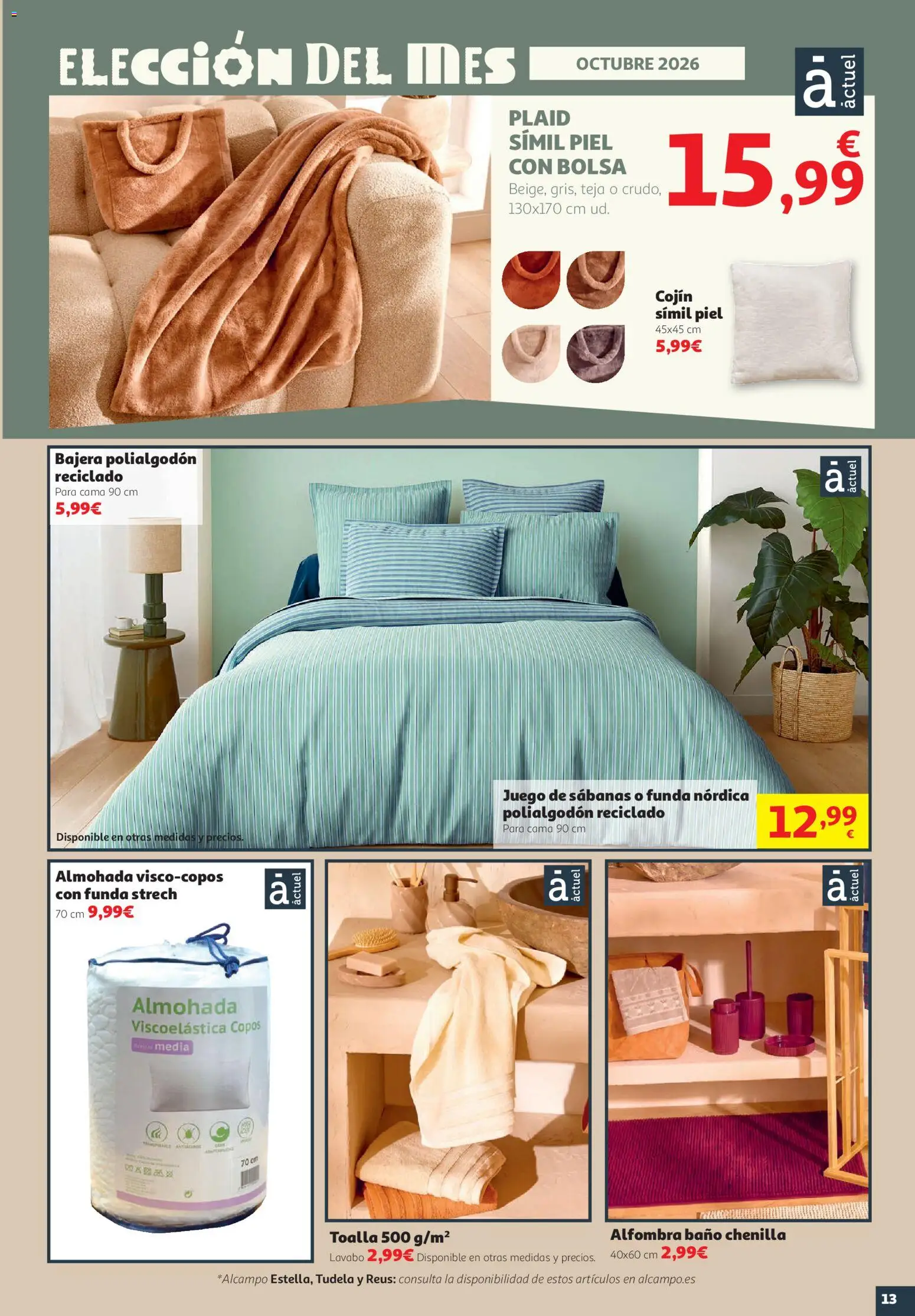 Alcampo Superstore │ válido desde el 08/10/2026 | Página: 13 | Productos: Juego de sábanas, Funda, Lavabo, Baño