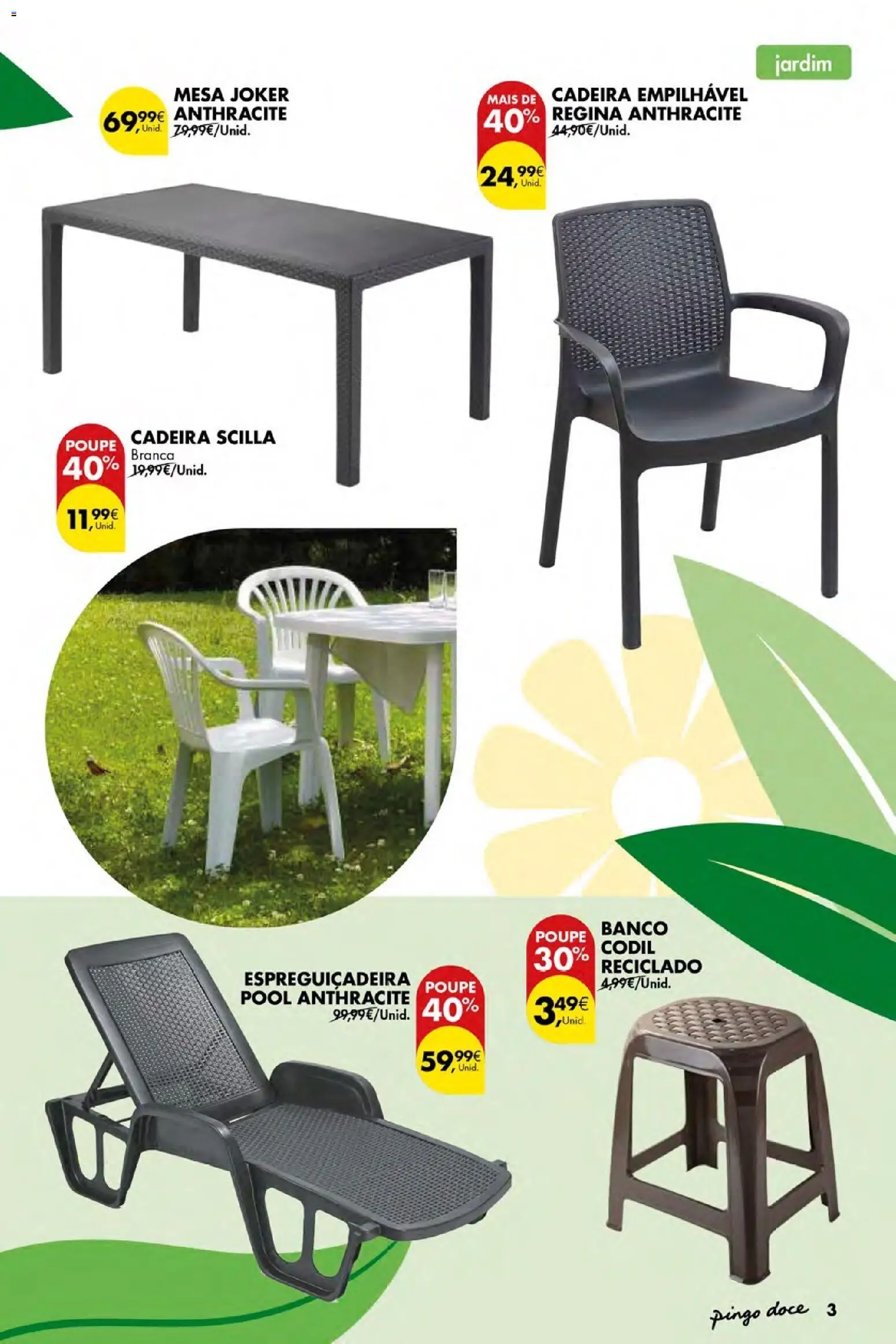 Pingo Doce Bazar Ar Livre Açores │ válido de 04.06.2026 | Página: 3 | Produtos: Banco, Espreguiçadeira, Mesa, Cadeira