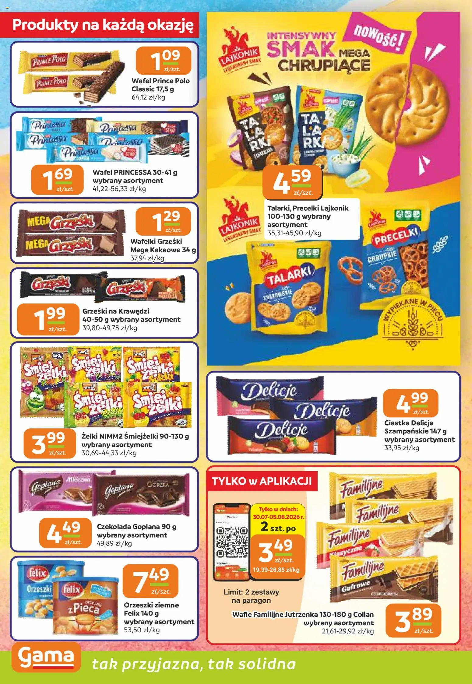 Gama gazetka od 30.07.2026 | Strona: 4 | Produkty: Wafle, Wafelki, Orzeszki ziemne, Ciastka