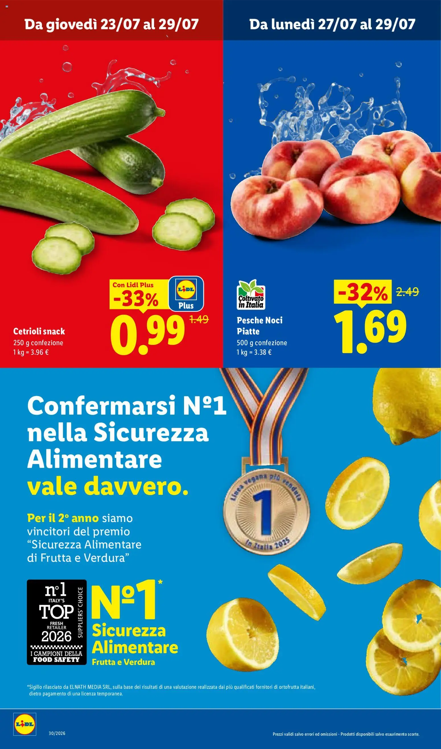 Volantino Lidl del 23/07/2026 | Pagina: 6 | Prodotti: Piatti, Frutta, Noci, Pesche