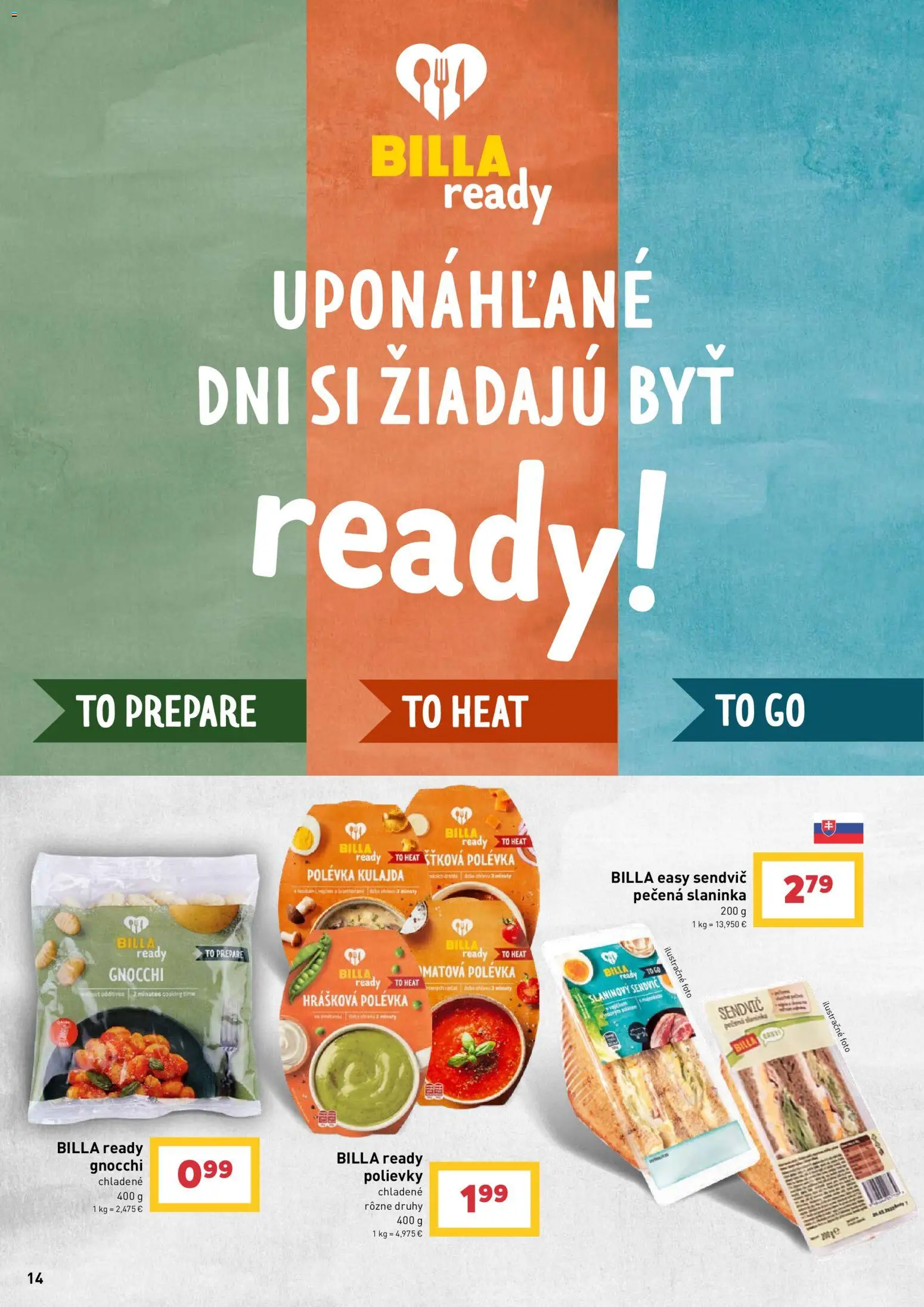 Nové Billa akcie – leták je platný od 09.09.2026 | Strana: 14 | Produkty: Polievky, Gnocchi, Sendvič