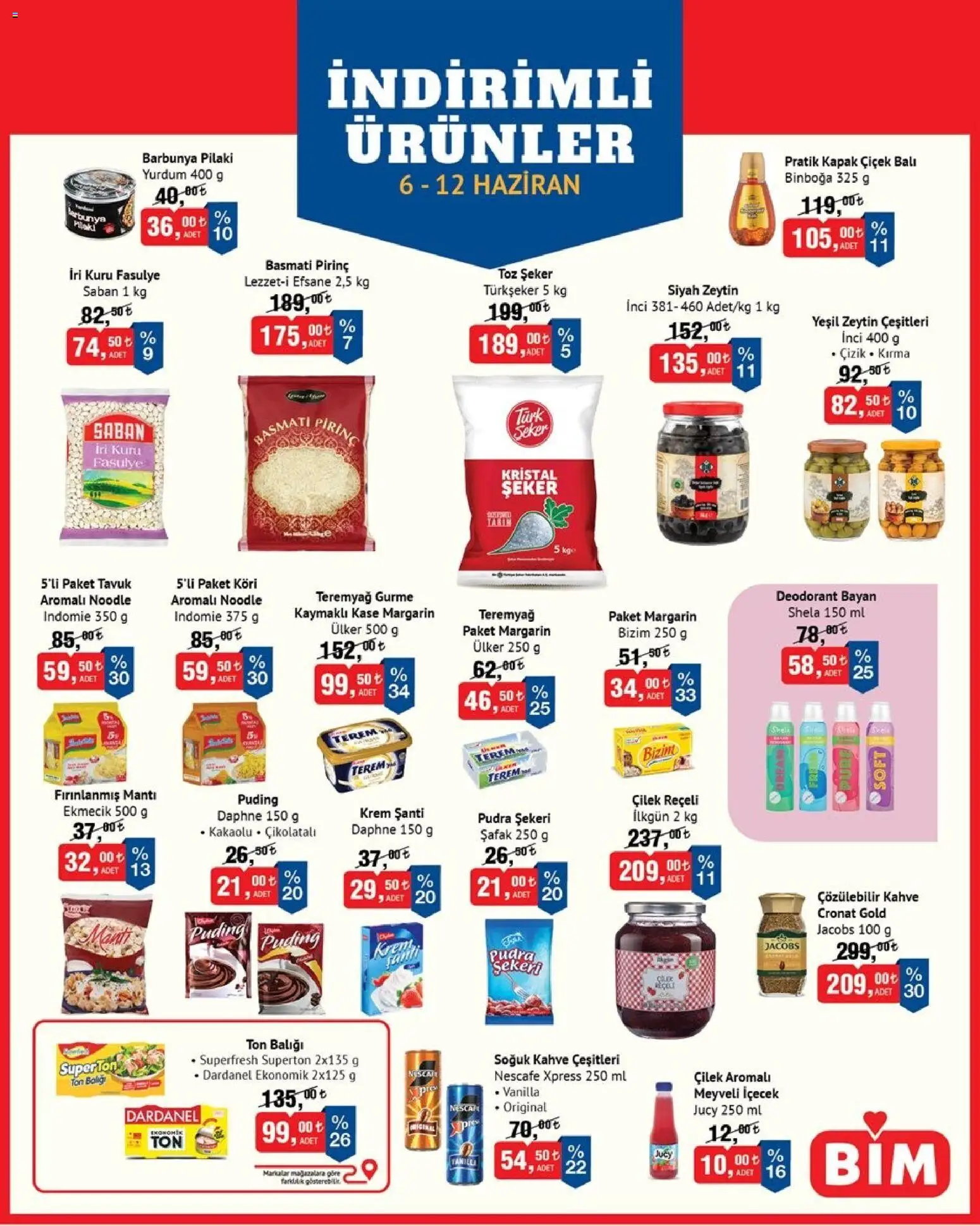BİM Katalog - 06.06.2026 tarihinden itibaren geçerlidir | Sayfa: 2 | Ürünler: Fasulye, Kaşe, Deodorant, Toz şeker
