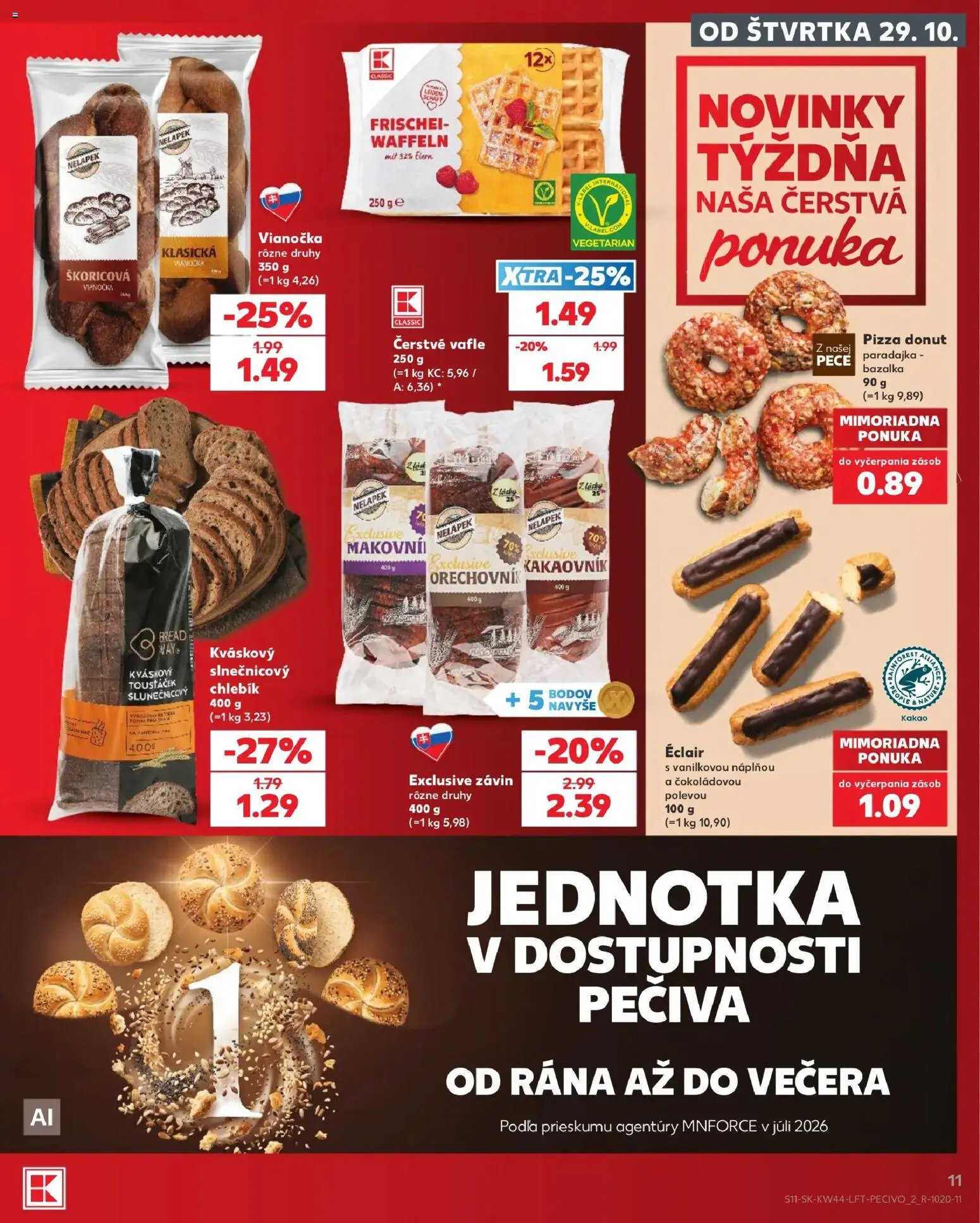 Nové Kaufland akcie – leták je platný od 29.10.2026 | Strana: 11 | Produkty: Pizza, Donut, Paradajka, Kakao