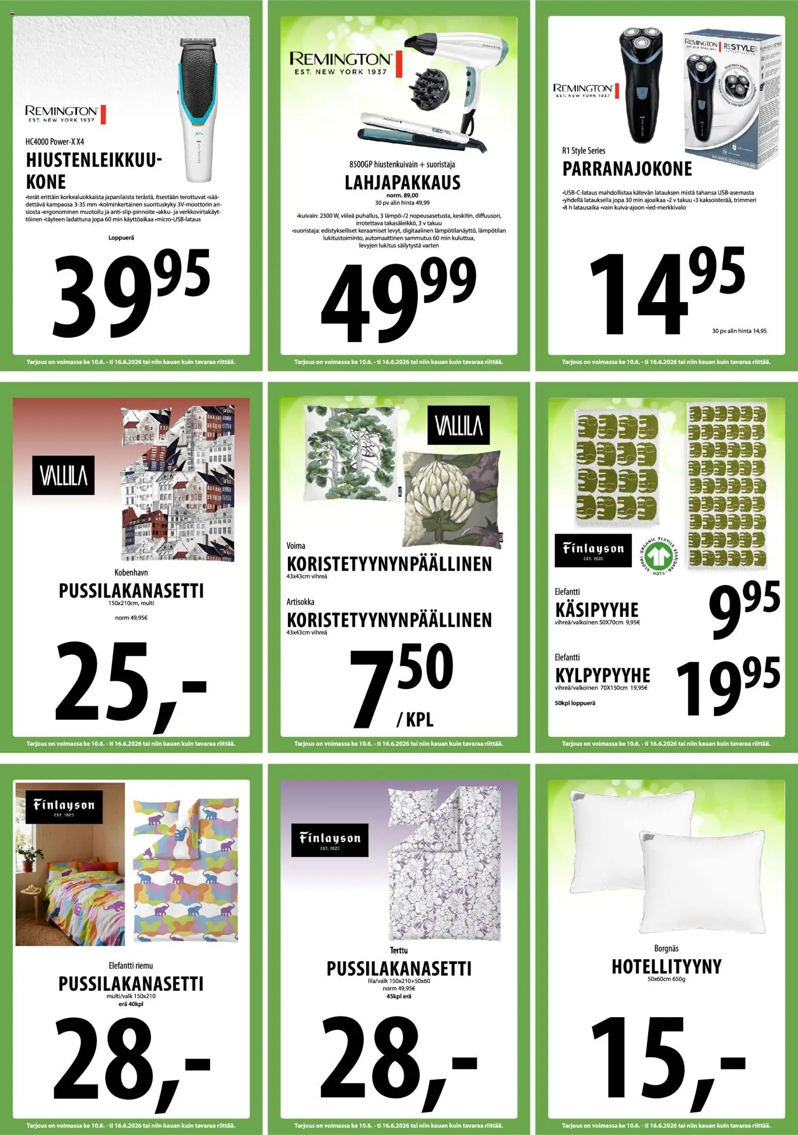 Tuuri tarjoukset – voimassa 10.06.2026 alkaen | Sivu: 14 | Tuotteet: Pussilakanasetti, Parranajokone, Artisokka, Trimmeri