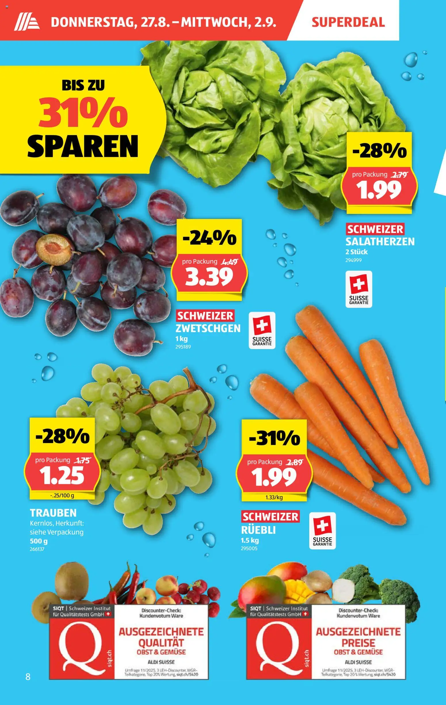 Aldi aktionen – gültig ab 27.08.2026 | Seite: 8 | Produkte: Zwetschgen, Gemüse, Top