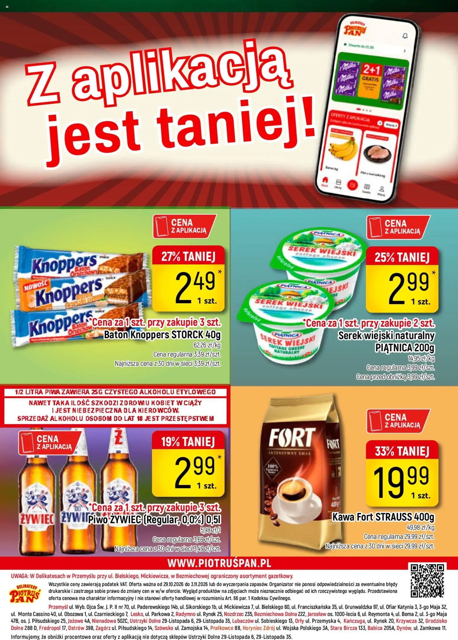Piotruś Pan gazetka od 29.10.2026 | Strona: 20 | Produkty: Knoppers, Serek, Delikatesy, Piwo