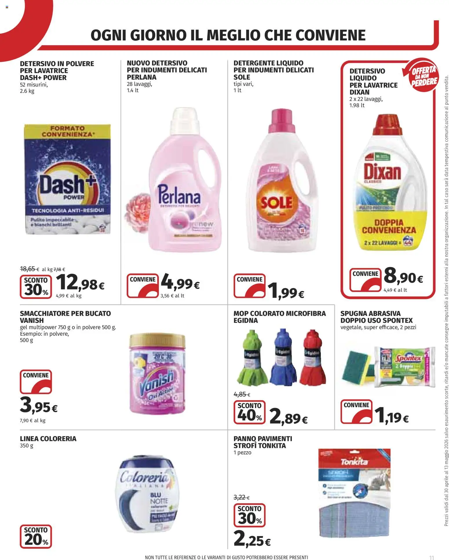 Volantino COOP del 30.04.2026 | Pagina: 11 | Prodotti: Spugna, Detersivo in polvere, Smacchiatore, Detergente