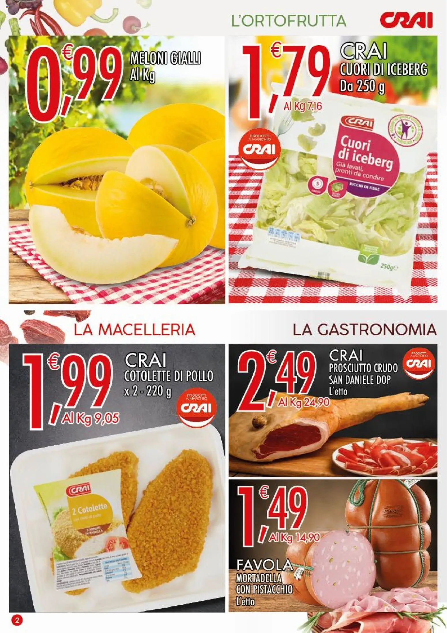 Volantino CRAI del 23/07/2026 | Pagina: 2 | Prodotti: Prosciutto Crudo, Pollo, Prosciutto, Mortadella