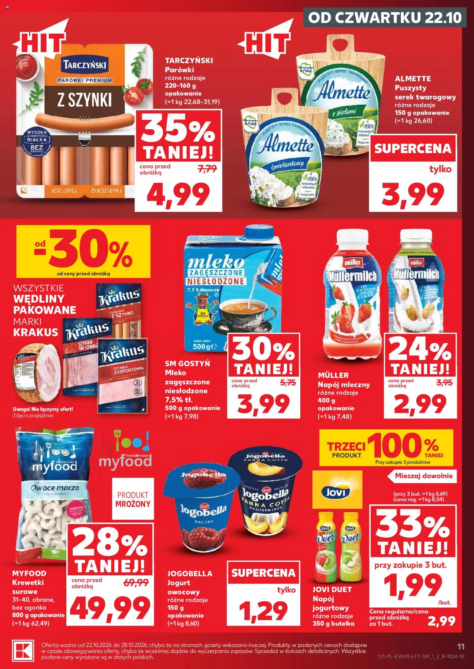 Kaufland gazetka od 22.10.2026 | Strona: 11 | Produkty: Mleko zagęszczone niesłodzone, Malina, Cream cheese, Parówki