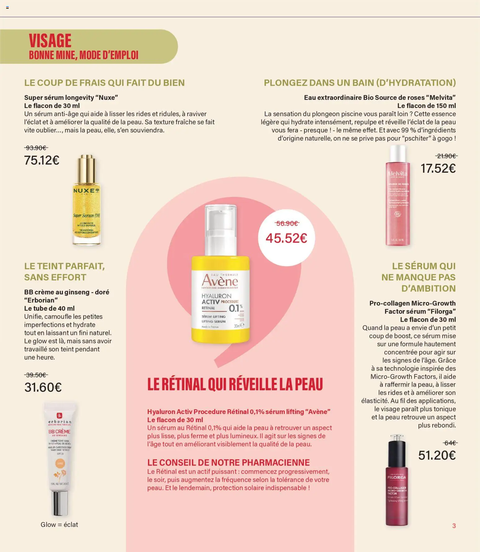 {H1} | Page: 3 | Produits: Serum, BB crème, Mais, Piscine