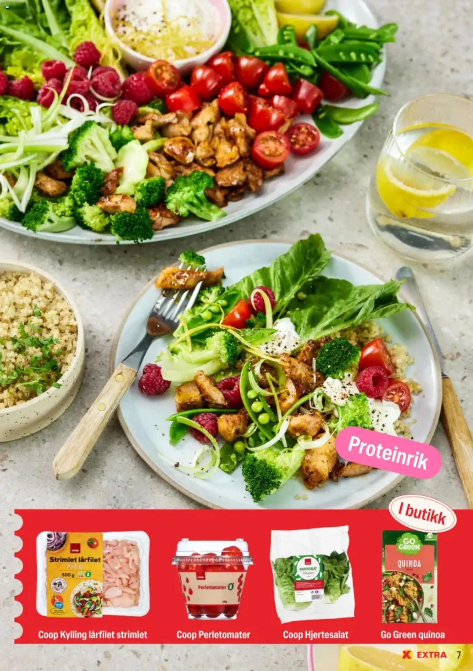 {H1} | Side: 7 | Produkter: Kylling, Quinoa, Hjertesalat, Kylling lårfilet