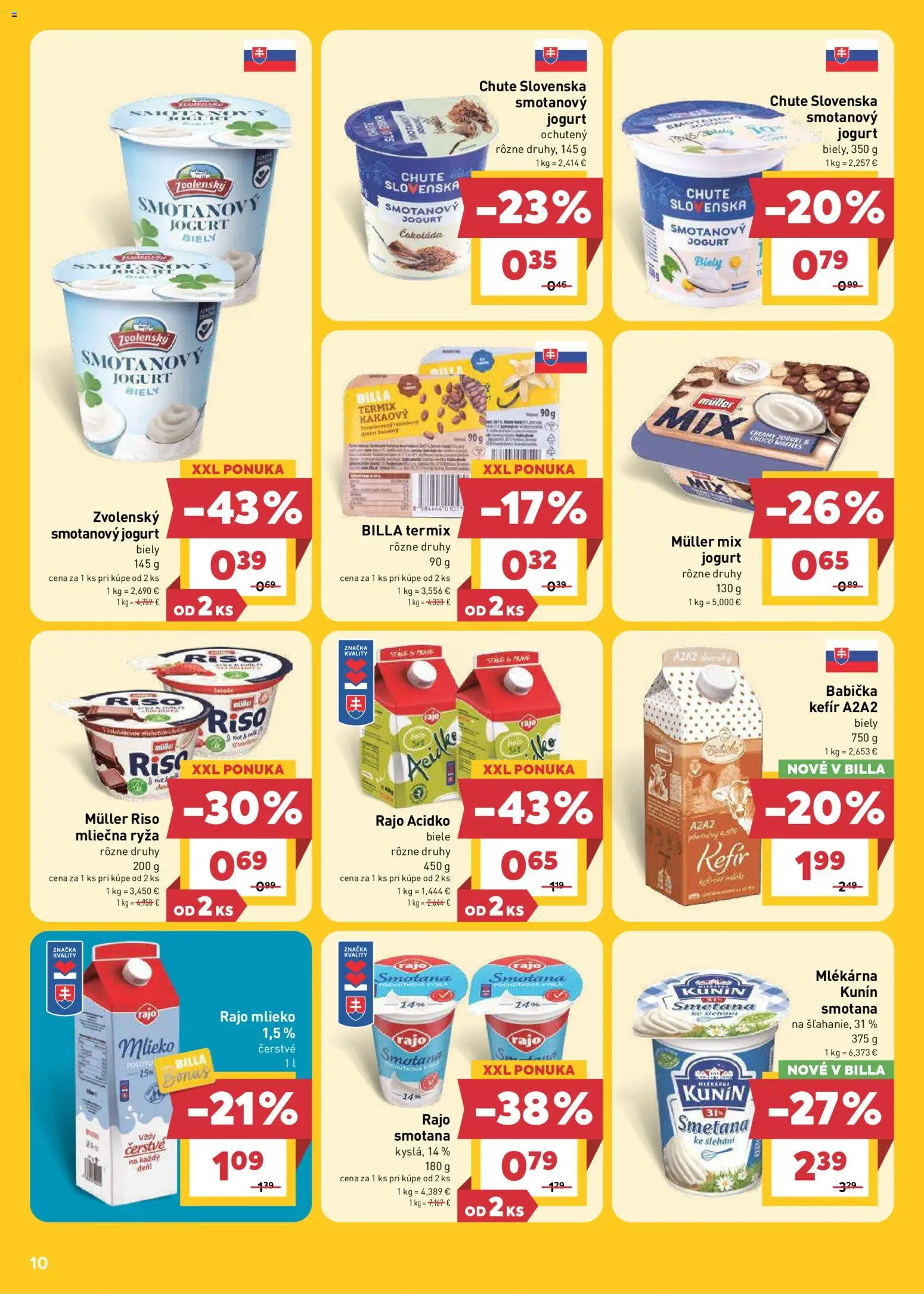 Nové Billa akcie – leták je platný od 29.07.2026 | Strana: 10 | Produkty: Mlieko, Jogurt, Acidko, Kefír