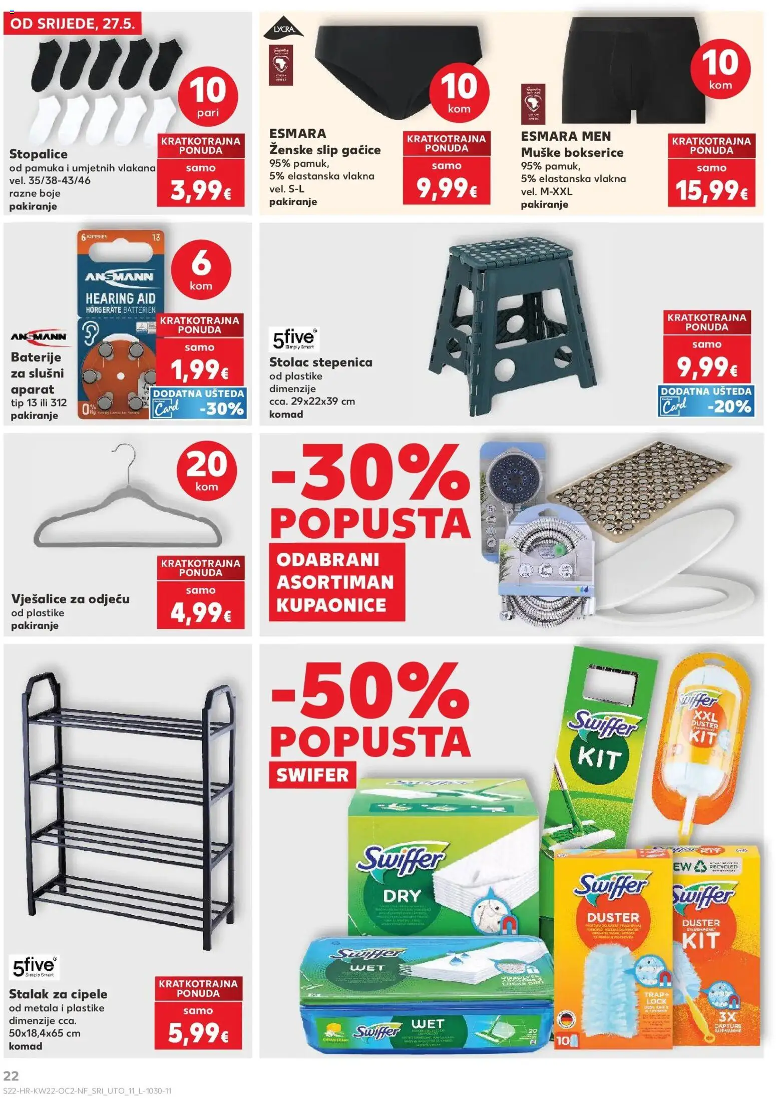 Kaufland katalog | vrijedi od 26.05.2026 | Stranica: 22 | Proizvodi: Gaćice, Bokserice, Baterije, Vješalice