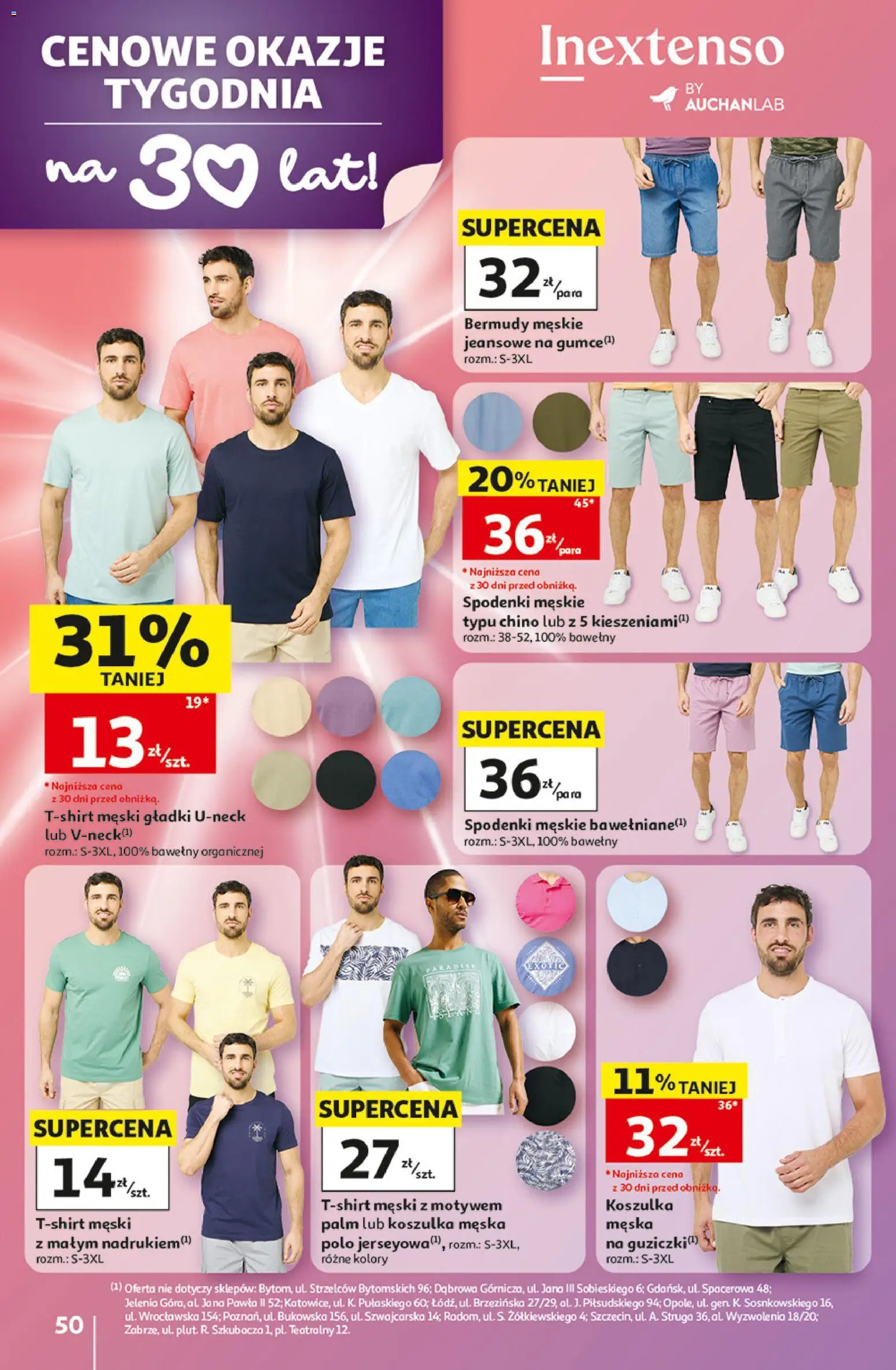 Auchan gazetka - 30 Lat Hipermarket od 07.05.2026 | Strona: 50 | Produkty: Spodenki