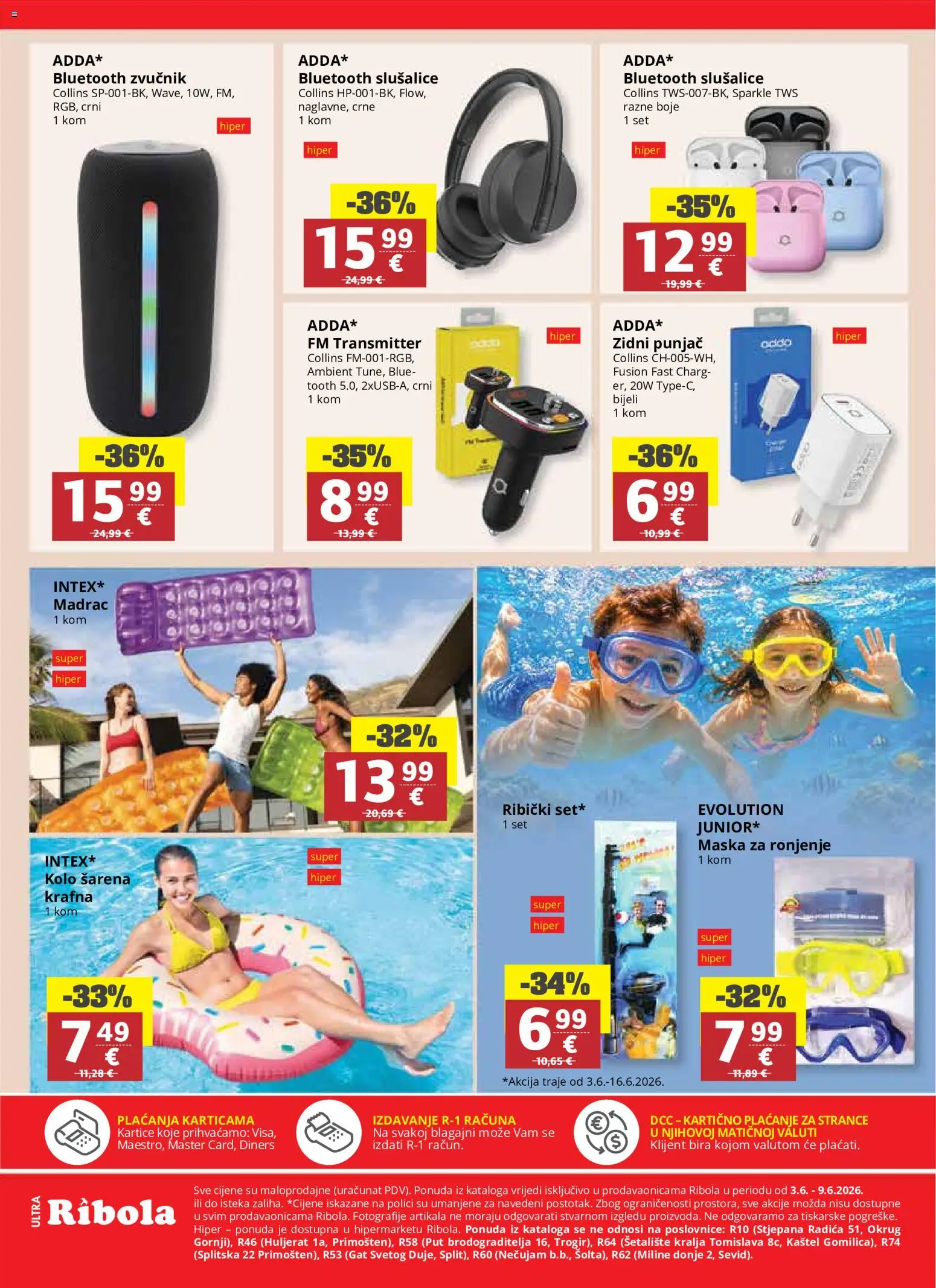 Ultra Gros katalog | vrijedi od 03.06.2026 | Stranica: 24 | Proizvodi: Madrac, Maska za ronjenje, Maska, Slušalice