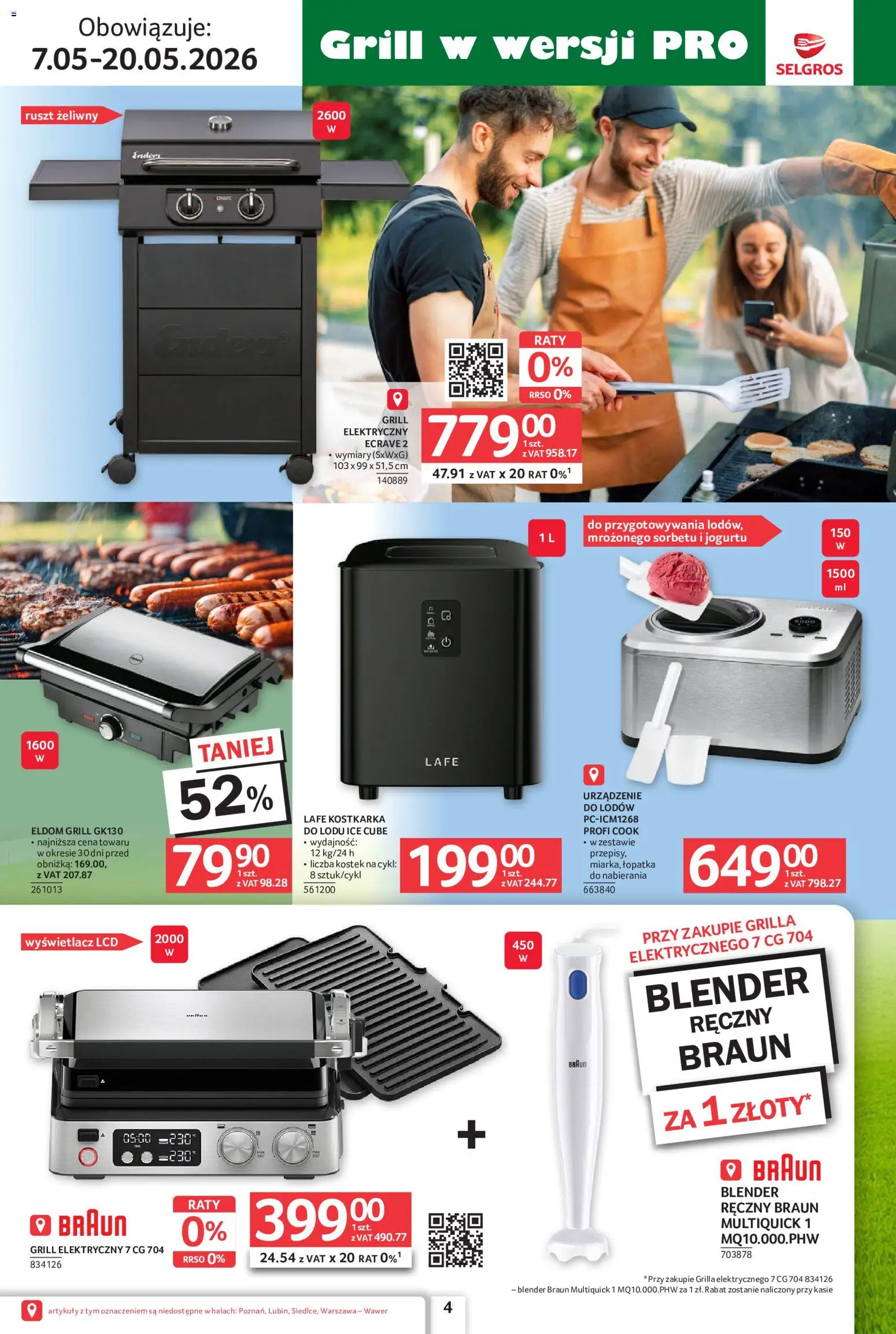Selgros cash&carry gazetka - Ogród od 07.05.2026 | Strona: 4 | Produkty: Blender ręczny, Grill, Ruszt, Blender
