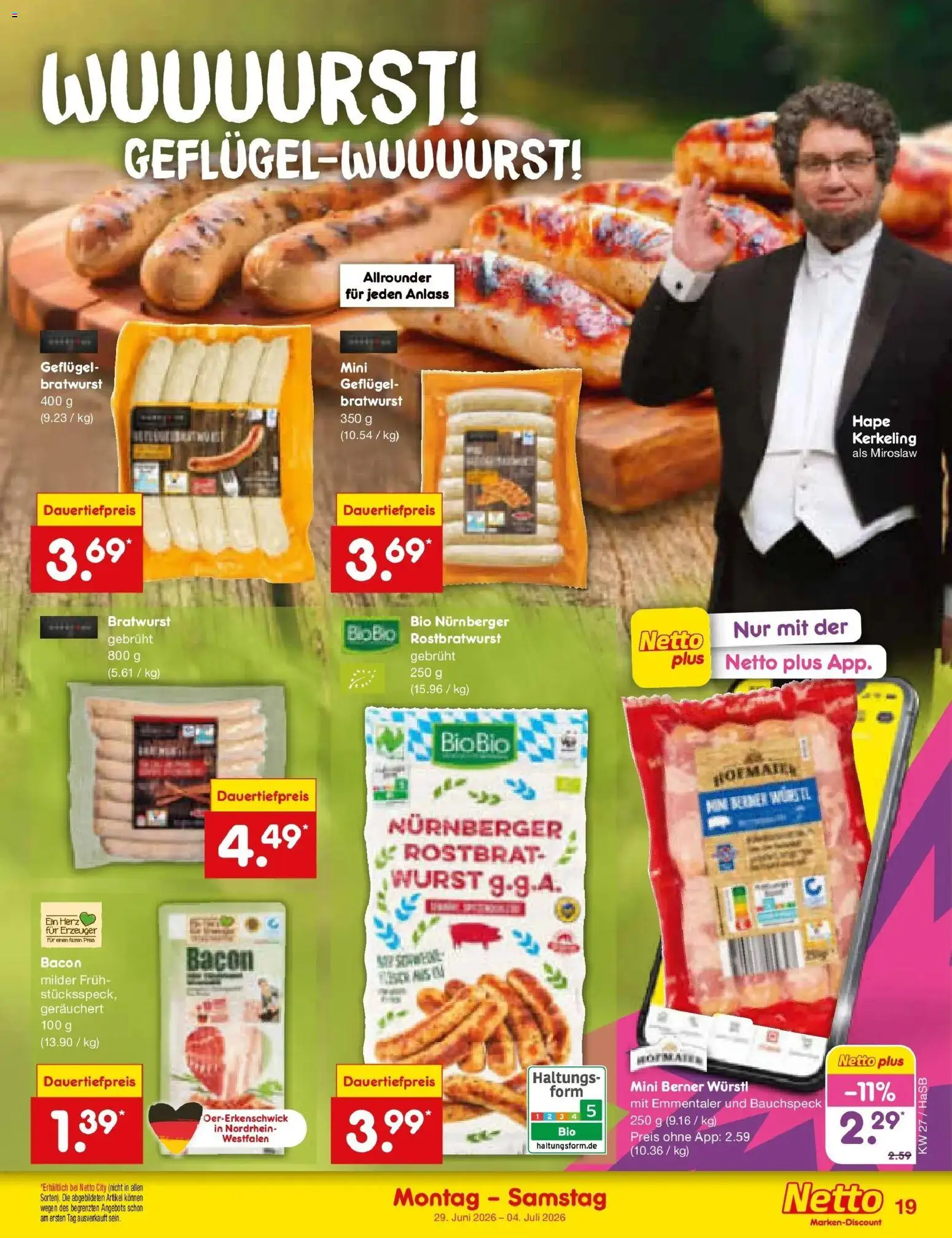 Netto Marken-Discount Prospekt Wuppertal – gültig ab 29.06.2026 | Seite: 27 | Produkte: Würstl, Bratwurst, Wurst