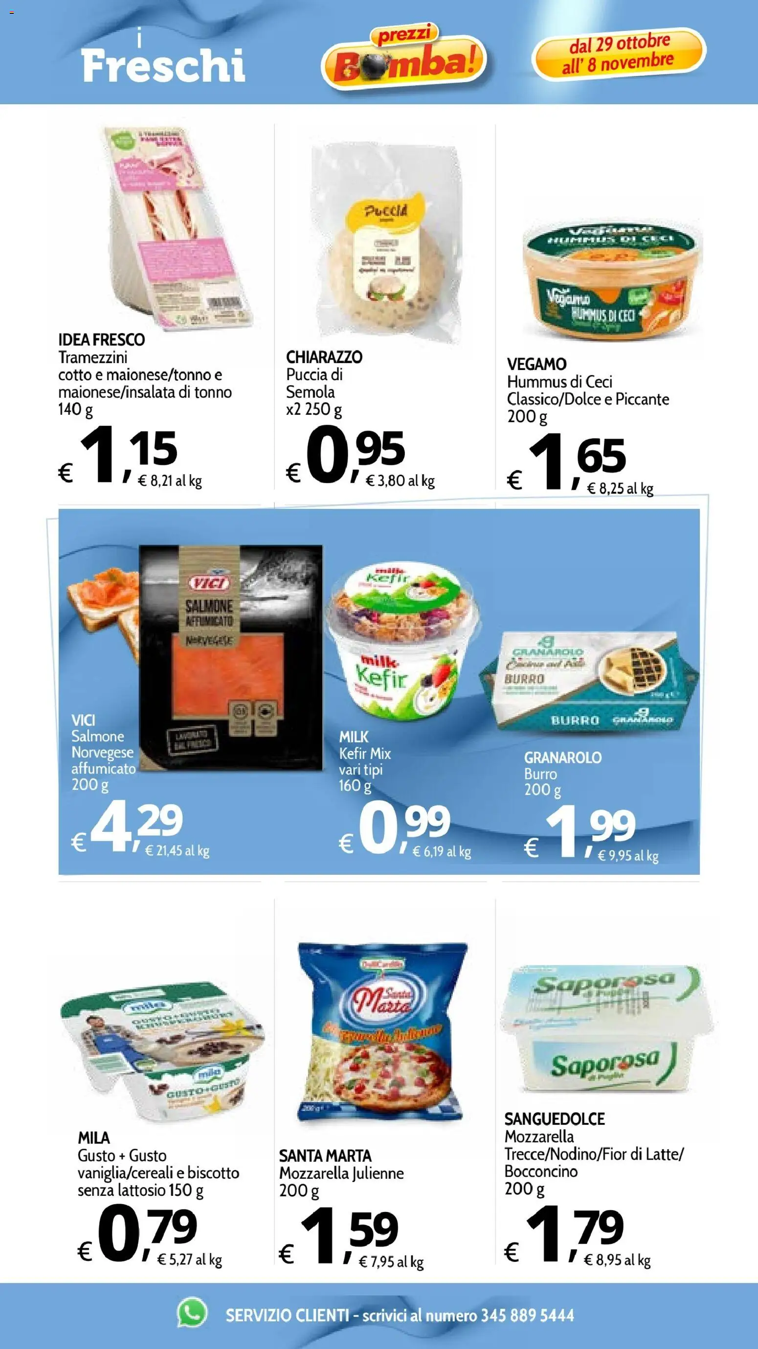 Volantino Primo Prezzo del 29/10/2026 | Pagina: 29 | Prodotti: Salmone affumicato, Mozzarella, Semola, Senza lattosio