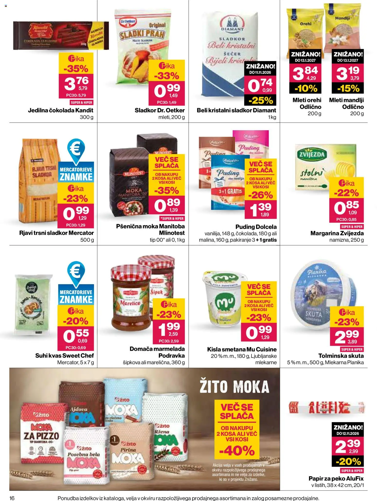 Novi Mercator katalog ponudbe – veljaven od 22.10.2026 | Stran: 16 | Izdelki: Mandlji, Margarina, Marmelada, Kisla smetana