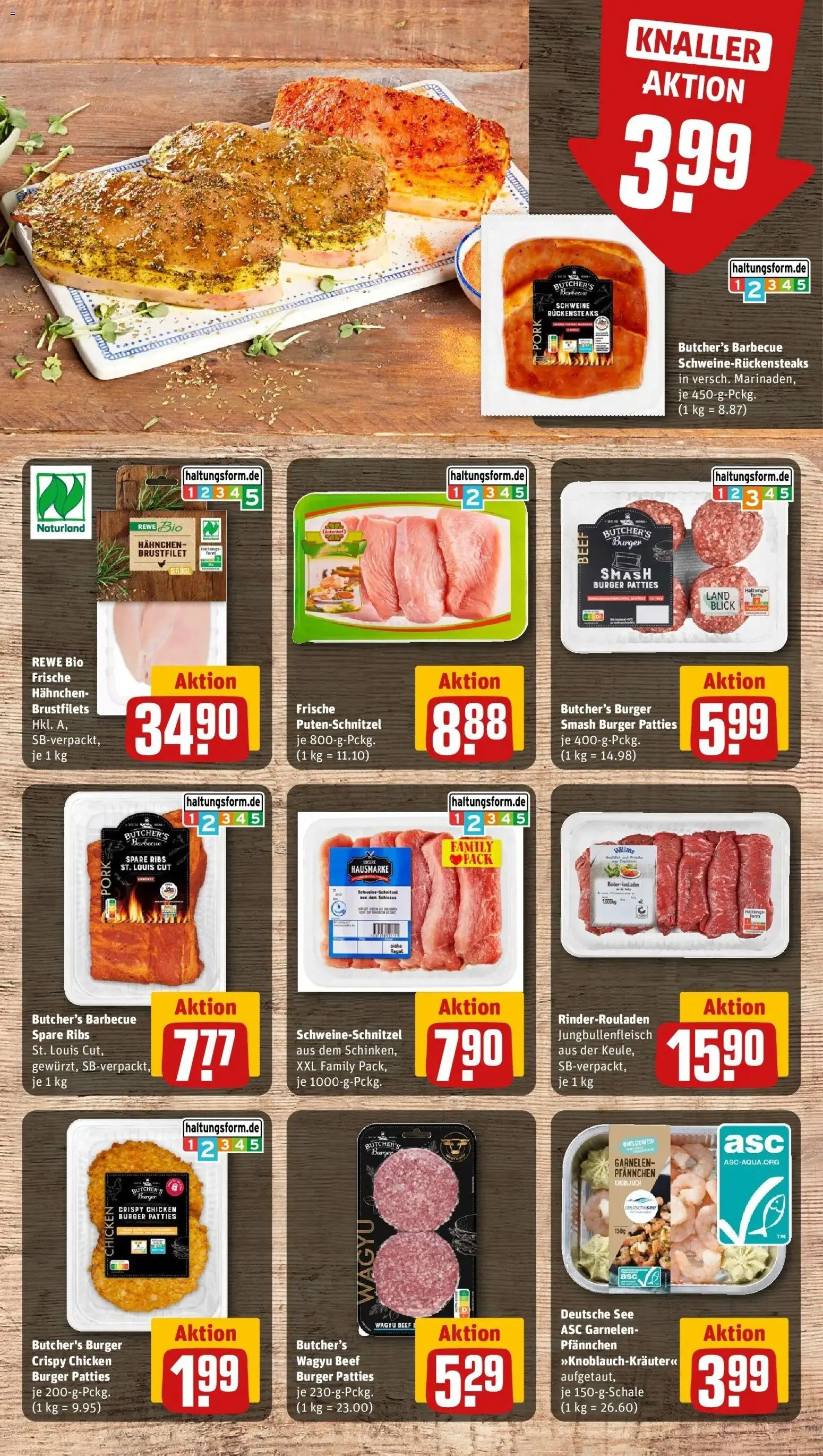REWE Prospekt ab 03.08.2026 zum Blättern » Angebote | Seite: 9 | Produkte: Hahnchen, Spare ribs, Burger, Schinken
