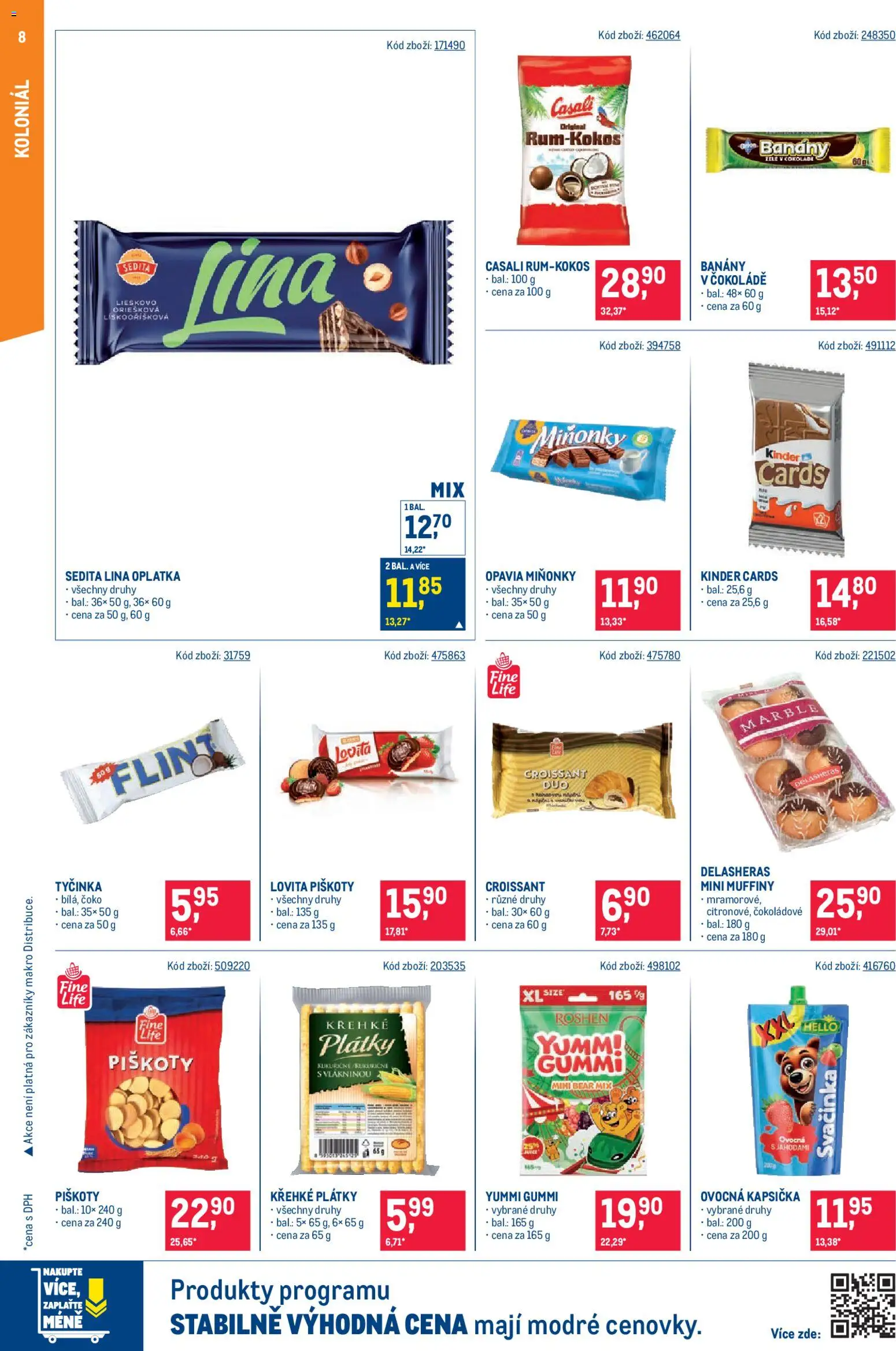 Makro leták - Maloobchod od 08.04.2026 | Strana: 8 | Produkty: Banány, Ovocná kapsička, Croissant, Lina