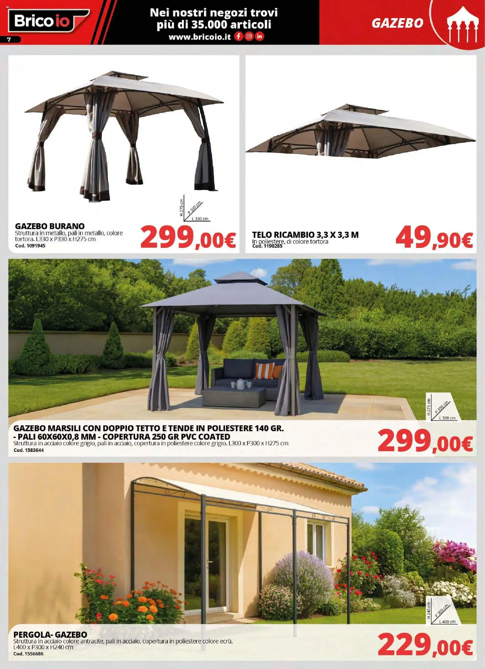 Volantino Brico io del 30.03.2026 | Pagina: 7 | Prodotti: Gazebo, Pergola