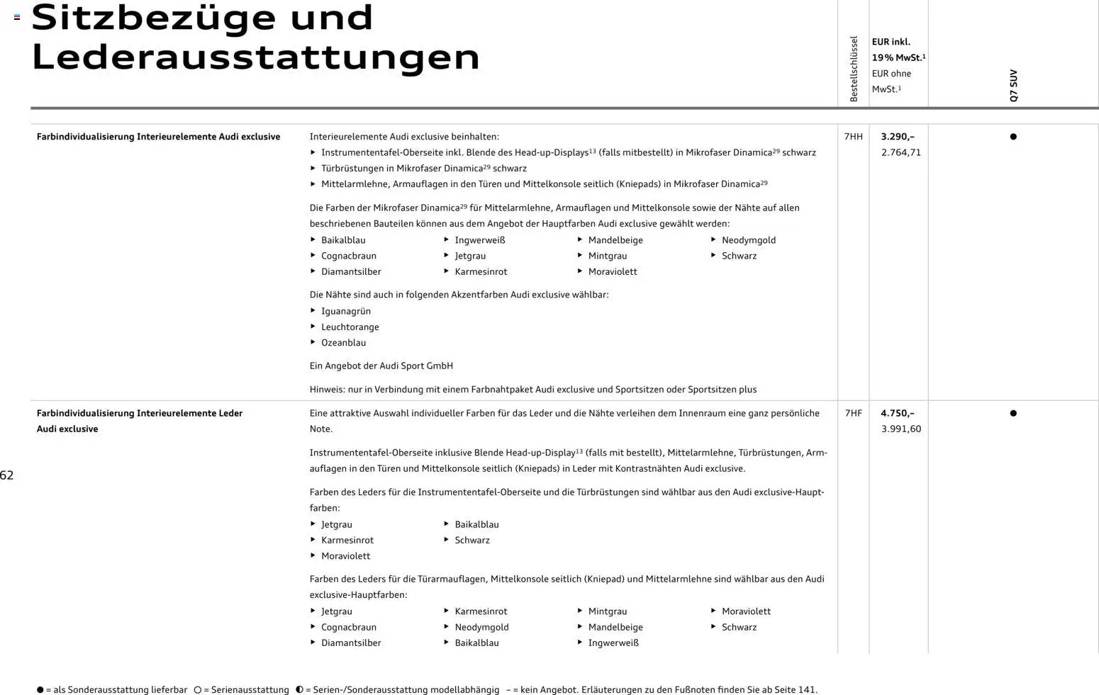 Audi Q7 – gültig ab 23.06.2026 | Seite: 62
