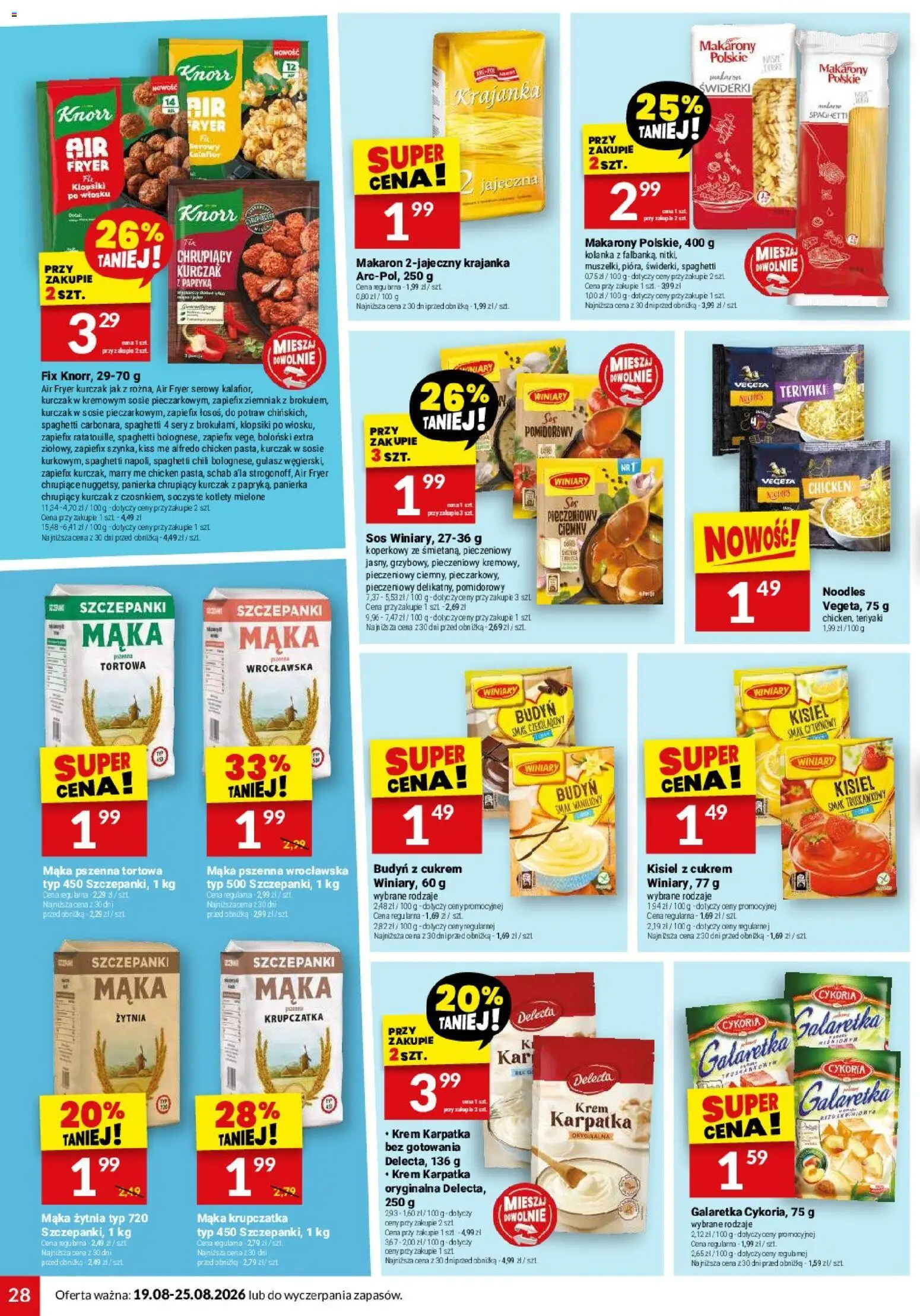 Twój Market gazetka od 19.08.2026 | Strona: 28 | Produkty: Spaghetti, Schab, Makarony, Makaron