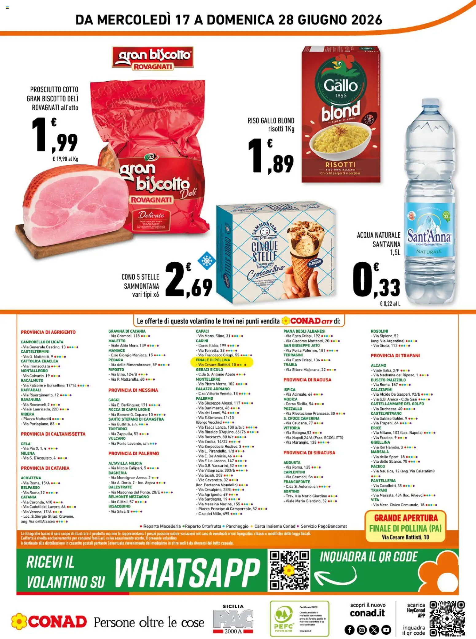 Volantino Conad del 17.06.2026 | Pagina: 16 | Prodotti: Prosciutto Cotto, Riso, Acqua, Acqua naturale