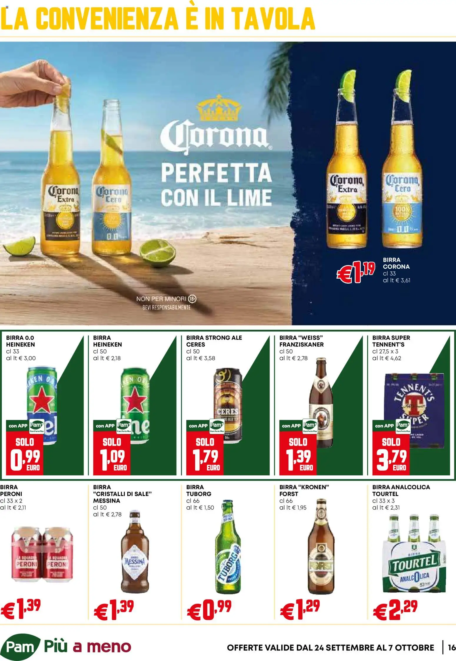 Volantino PAM del 24/09/2026 | Pagina: 16 | Prodotti: Birra, Sale, Birra Corona, Heineken
