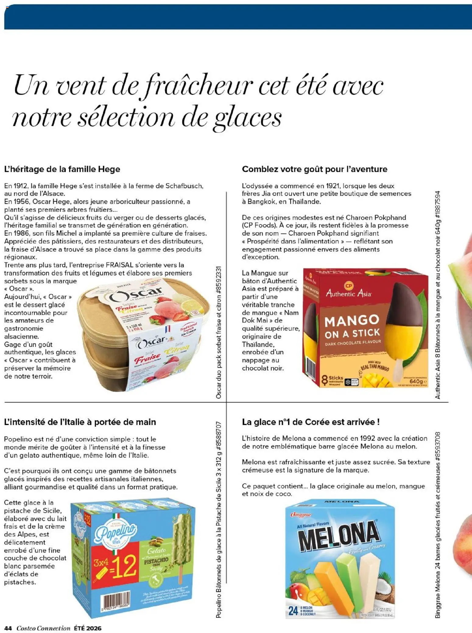 {H1} | Page: 44 | Produits: Fraise, Mangue, Melon, Chocolat