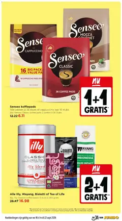 Senseo koffiepads, Alle zakken à 36 stuks of cappuccino zak 16 stuks Bijv. Senseo Classic coffee pads 2 zakken à 36 Stuks - Voorbeeld van een folder van Jumbo, geldig van 16-09-2026 | Pagina: 28 | Producten: Koffiepads, Zak, Pads, Cappuccino